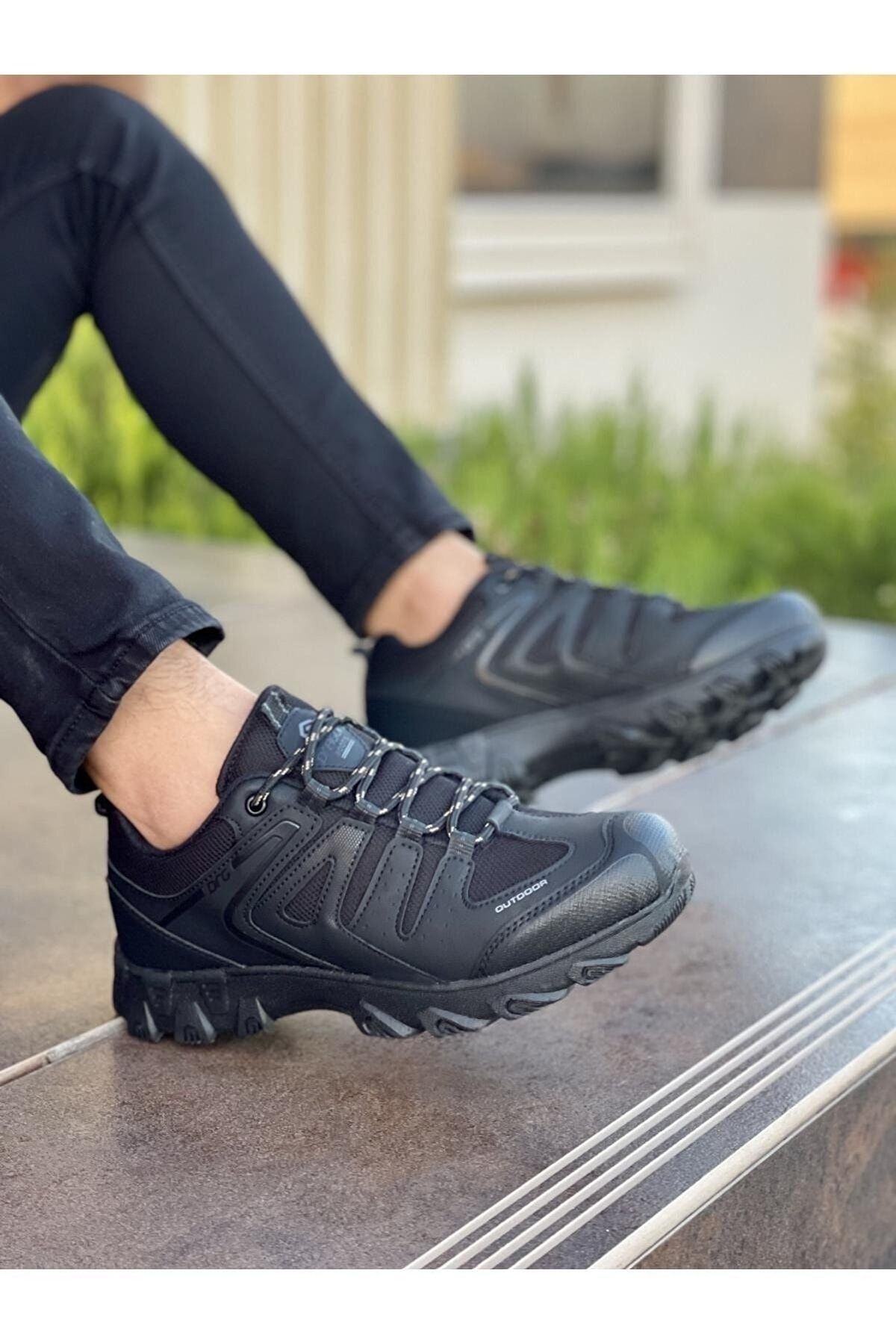 FLY STEP Soğuğa Dayanıklı Kışlık Trekking Ayakkabı Sneaker Kısa Bot Siyah