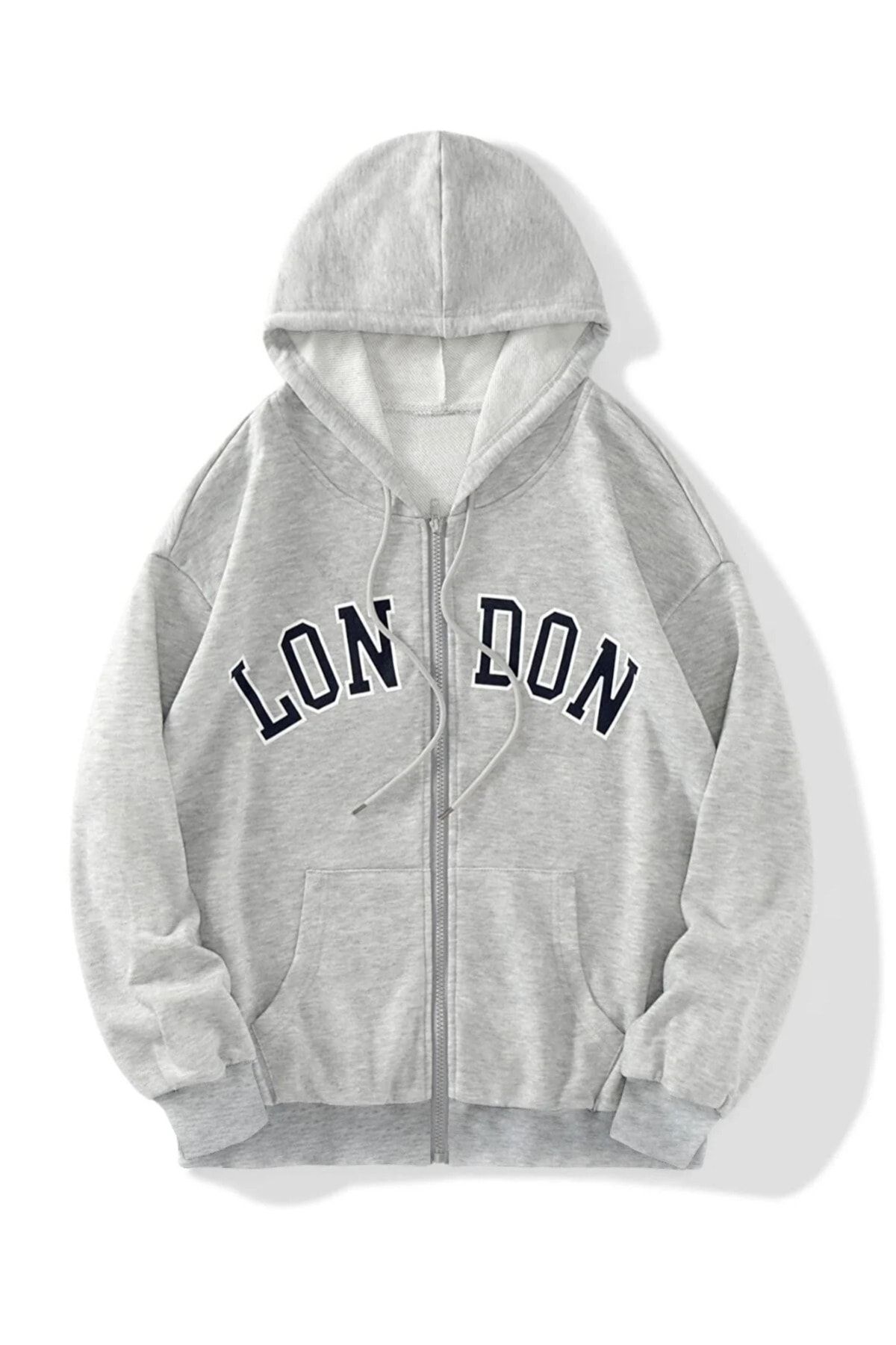 Laundry Unisex 2ip Örme Kumaş London Baskılı Oversize Sweatshirt Fermuarlı