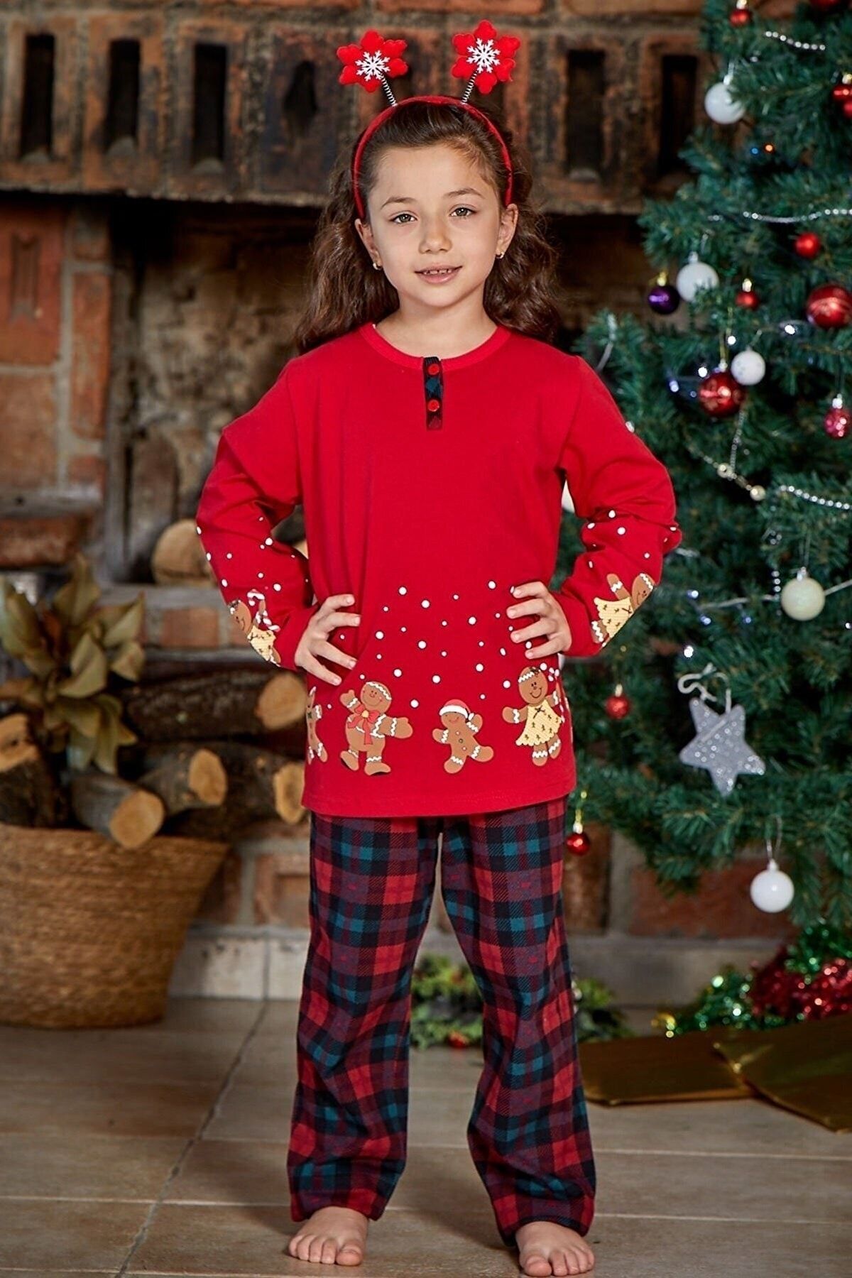 Cossy By Aqua Aqua 23482 Kız Çocuk Kırmızı Ekose Pijama Takımı