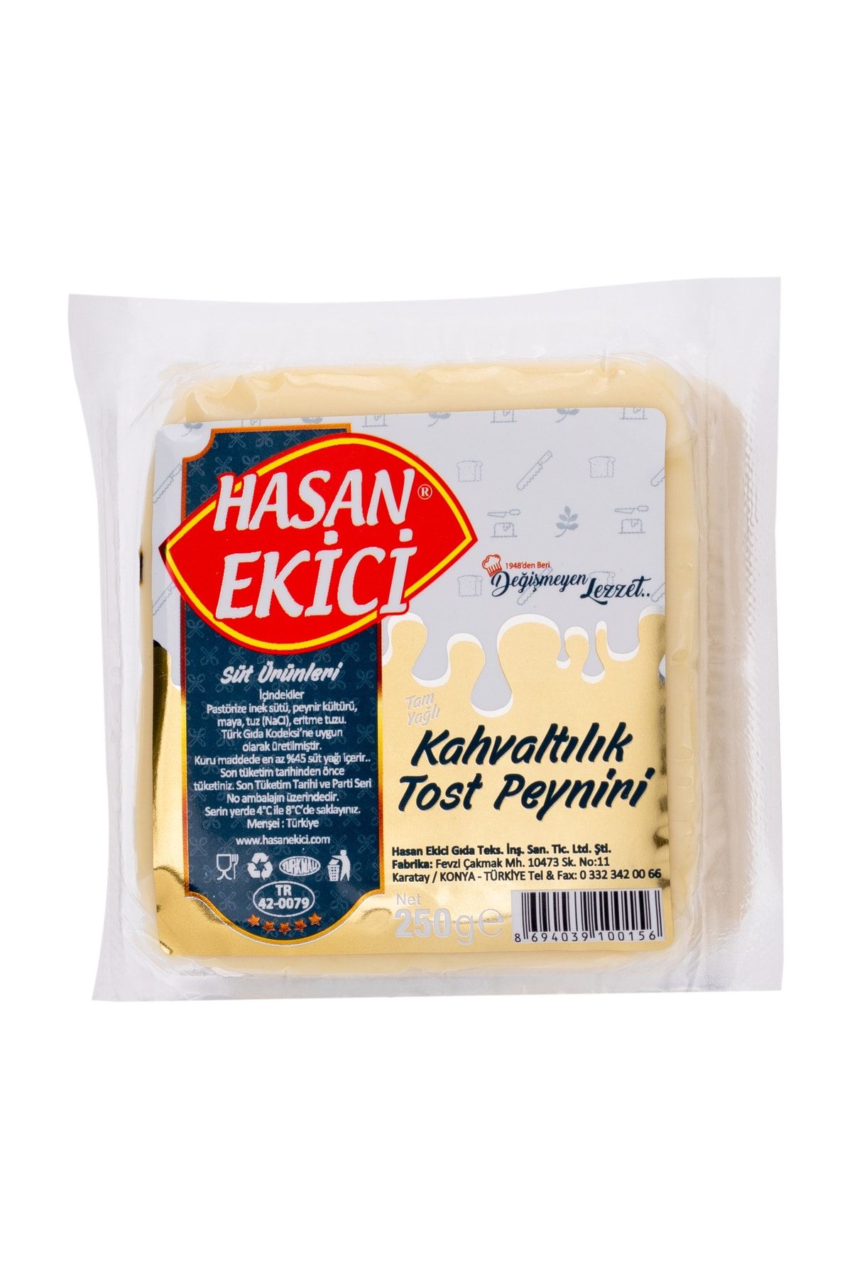 Hasan Ekici Tam Yağlı Kahvaltılık Tost Peyniri 250 Gr.
