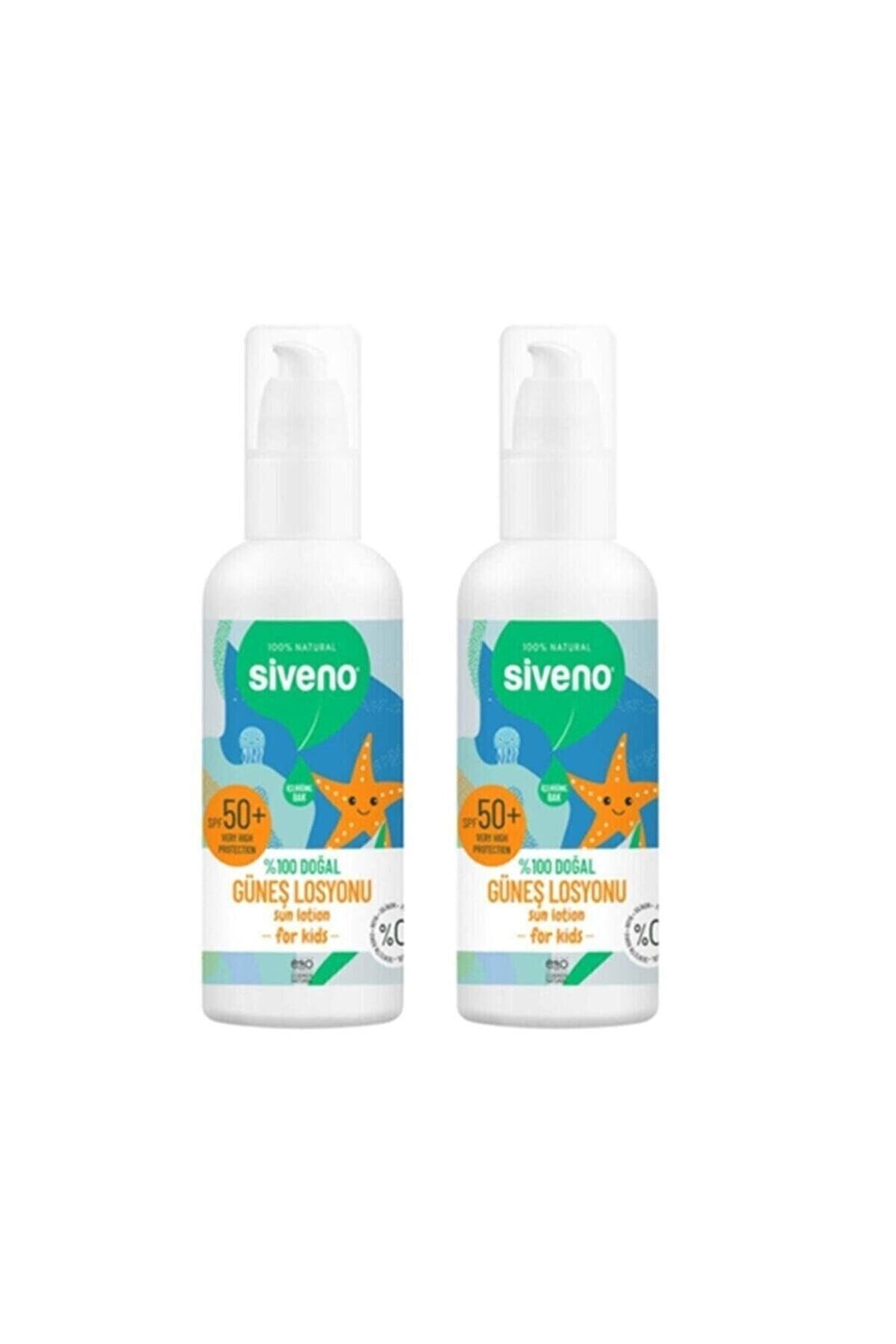 Siveno %100 Doğal Çocuk Güneş Losyonu Leke Karşıtı Antioksidan Nemlendirici Bitkisel UVA UVB SPF50 X 2 Adet
