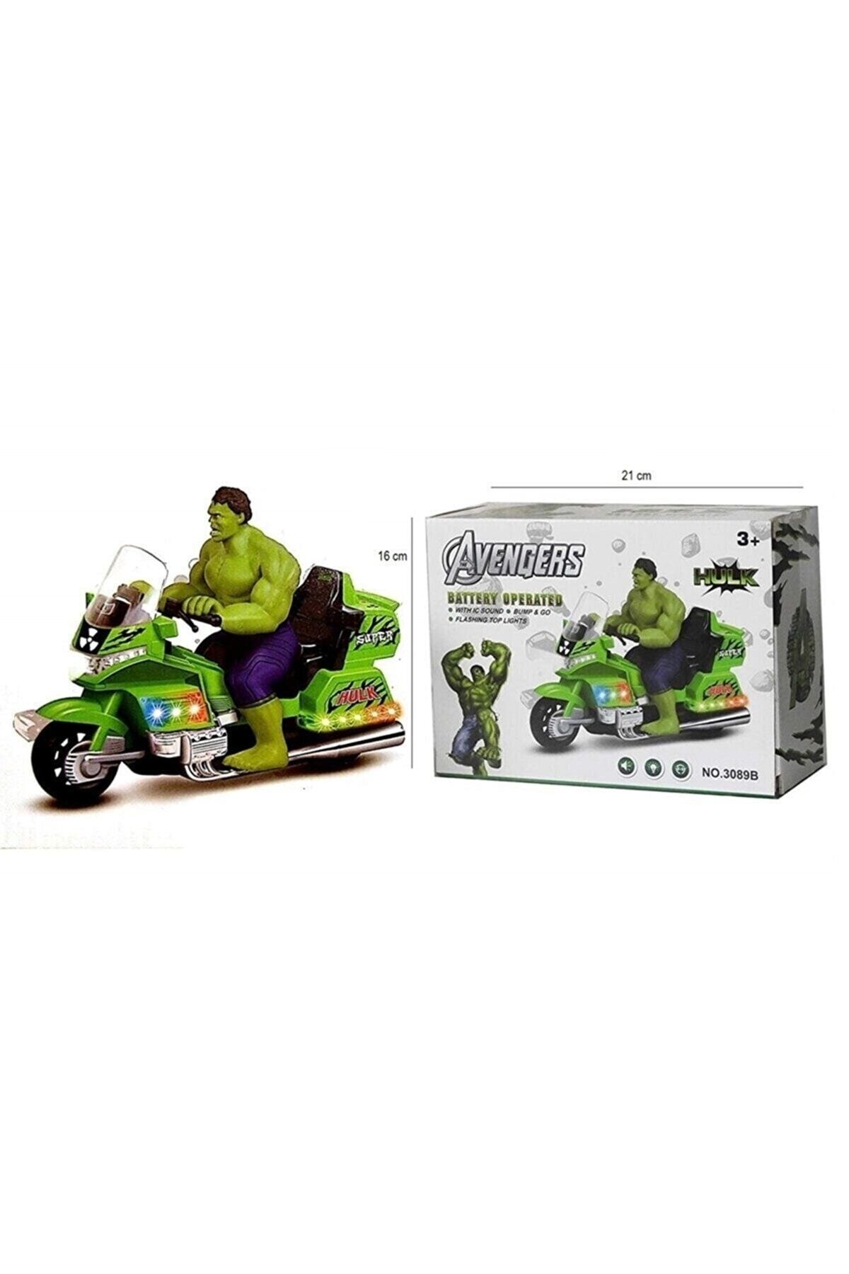 can oyuncak Avengers Yenilmezler Pilli Müzikli Işıklı Hulk Motor Yeşil Dev