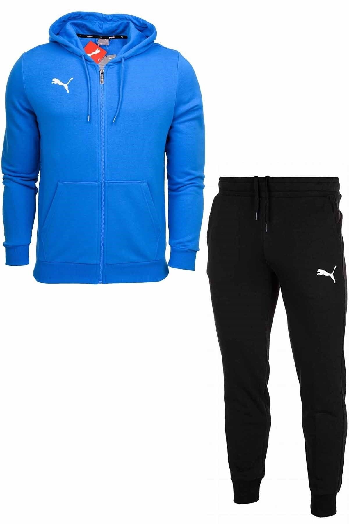 Puma Pamuklu Alt Sweatshirt Erkek Eşofman Takım Pmr1005 Mavi