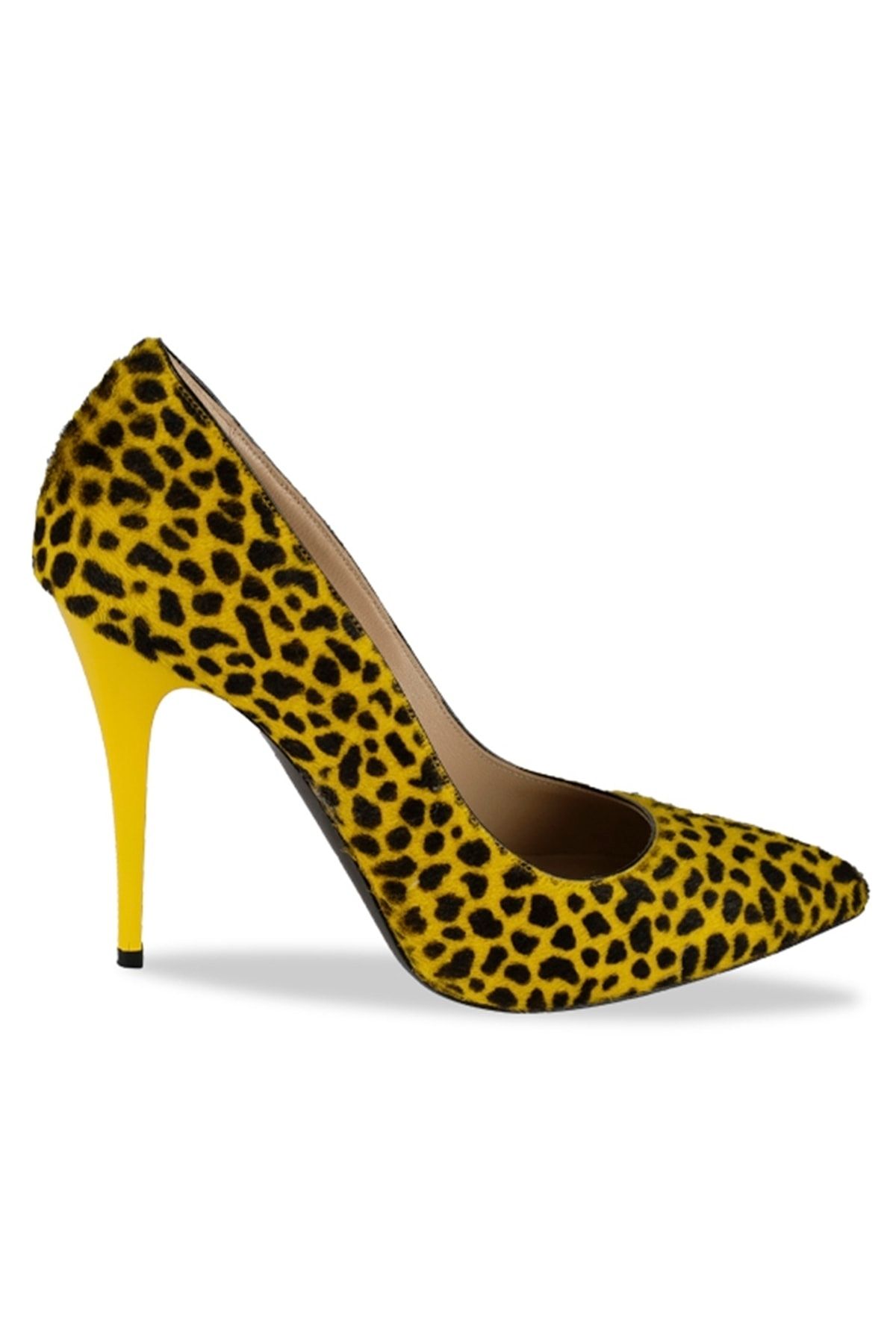 Vario Kadın Sarı Leopar Desenli Topuklu Ayakkabı