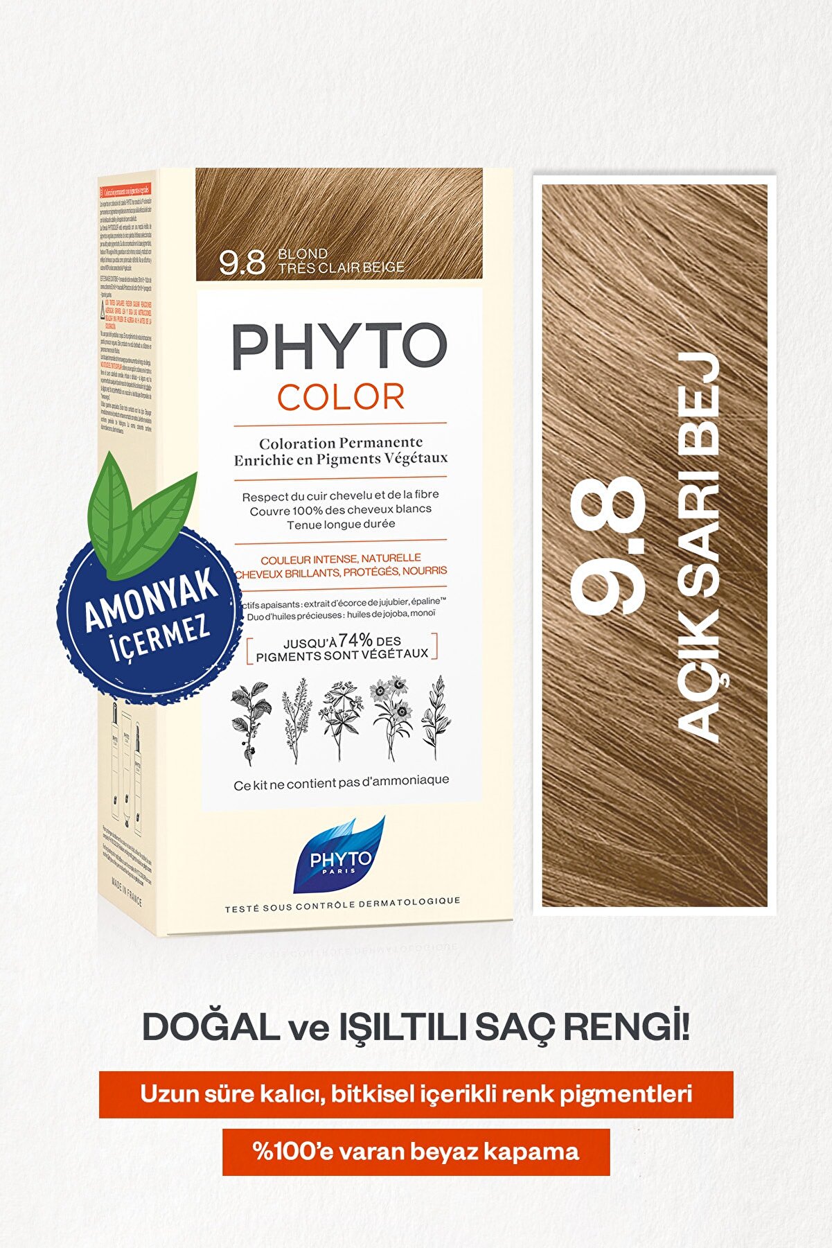Phyto Phytocolor 9.8 Açık Sarı Bej Amonyaksız Kalıcı Bitkisel Saç Boyası