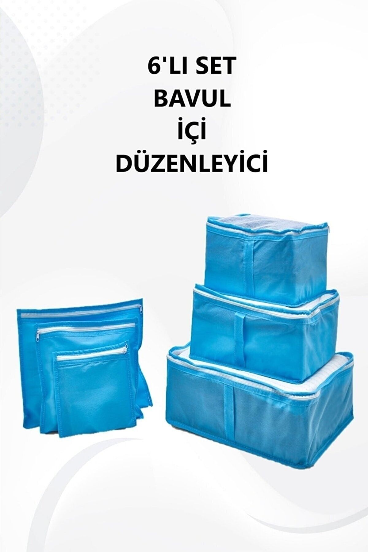 wiesmann Mavi Bavul Içi Düzenleyici Organizer 6 Parça Mavi Valiz Düzenleyici