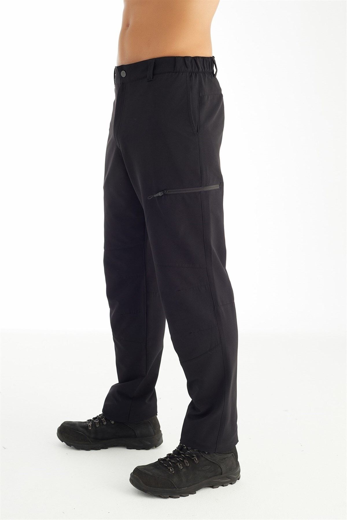 Crozwise Outdoor - Erkek Siyah Içi Polarlı Likralı Spor Pantolon - 2187-10
