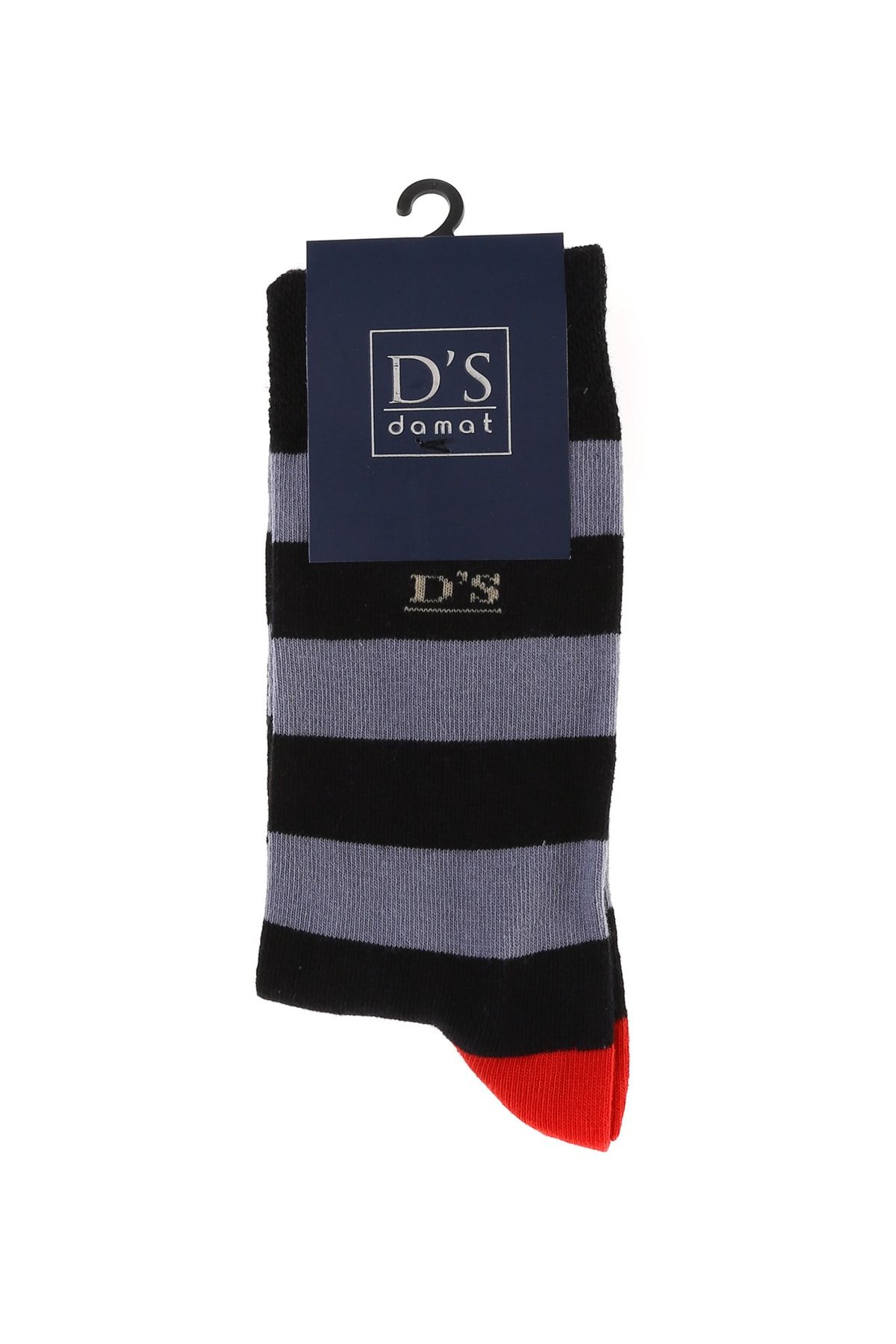D'S Damat Erkek Pamuk Çorap Çemberli Siyah Erkek Desenli Çorap