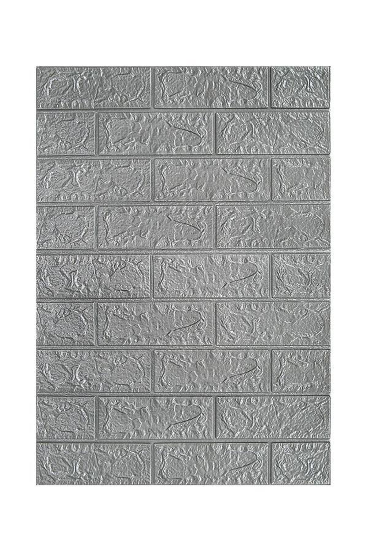 A'PIEU Kendinden Yapışkanlı Duvar Kağıdı Paneli Esnek Köpük Gri Taş Desen Kaplama 70x50