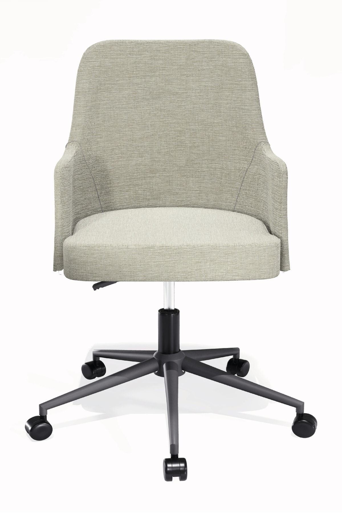 HAUSEBOX Louis Silinebilir Keten Kumaş - Ofis Çalışma Koltuğu & Sandalyesi (krem/siyah Metal Ayak)