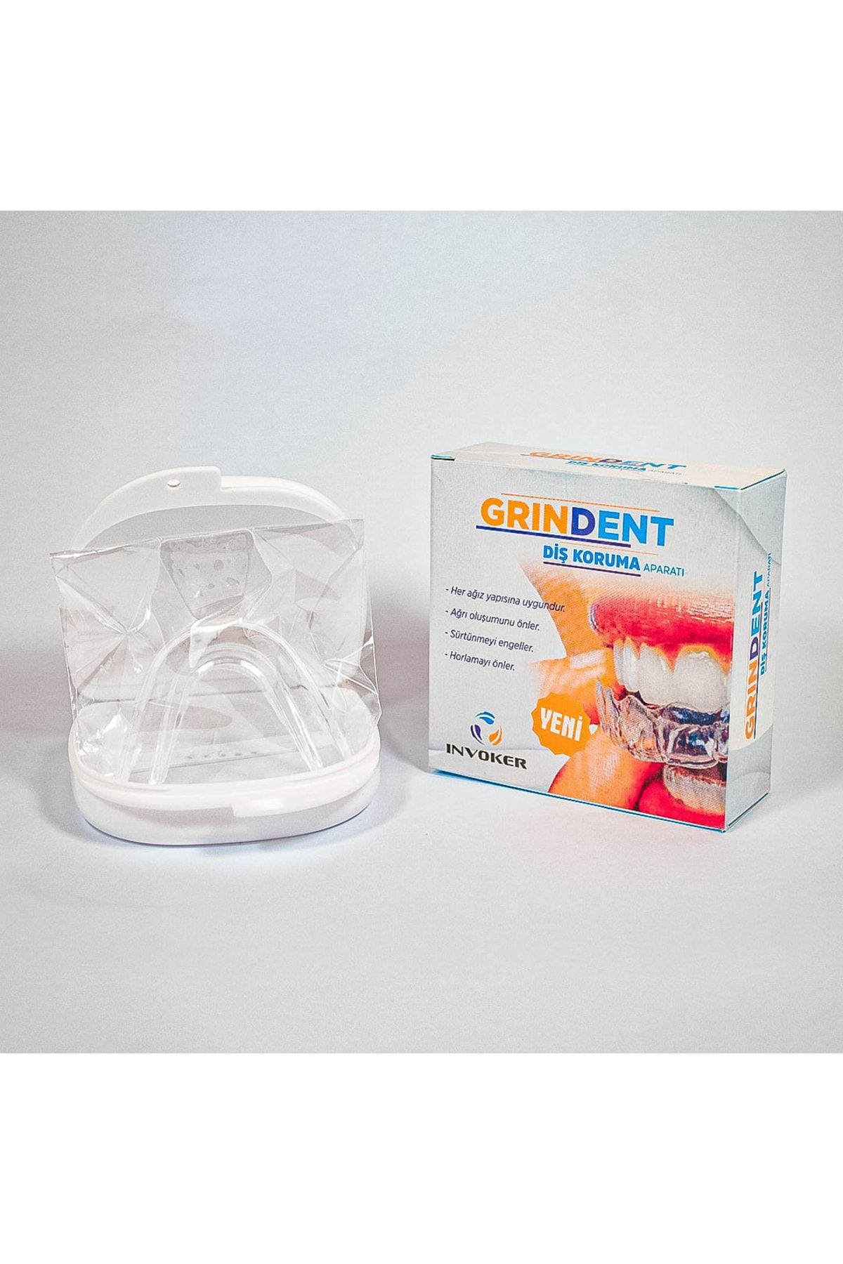 INVOKER Diş Gıcırdatma Diş Sıkma Çene Sıkma Önleyici Bruksizm Aparatı Silikon Gece Plağı Termoform Dişlik