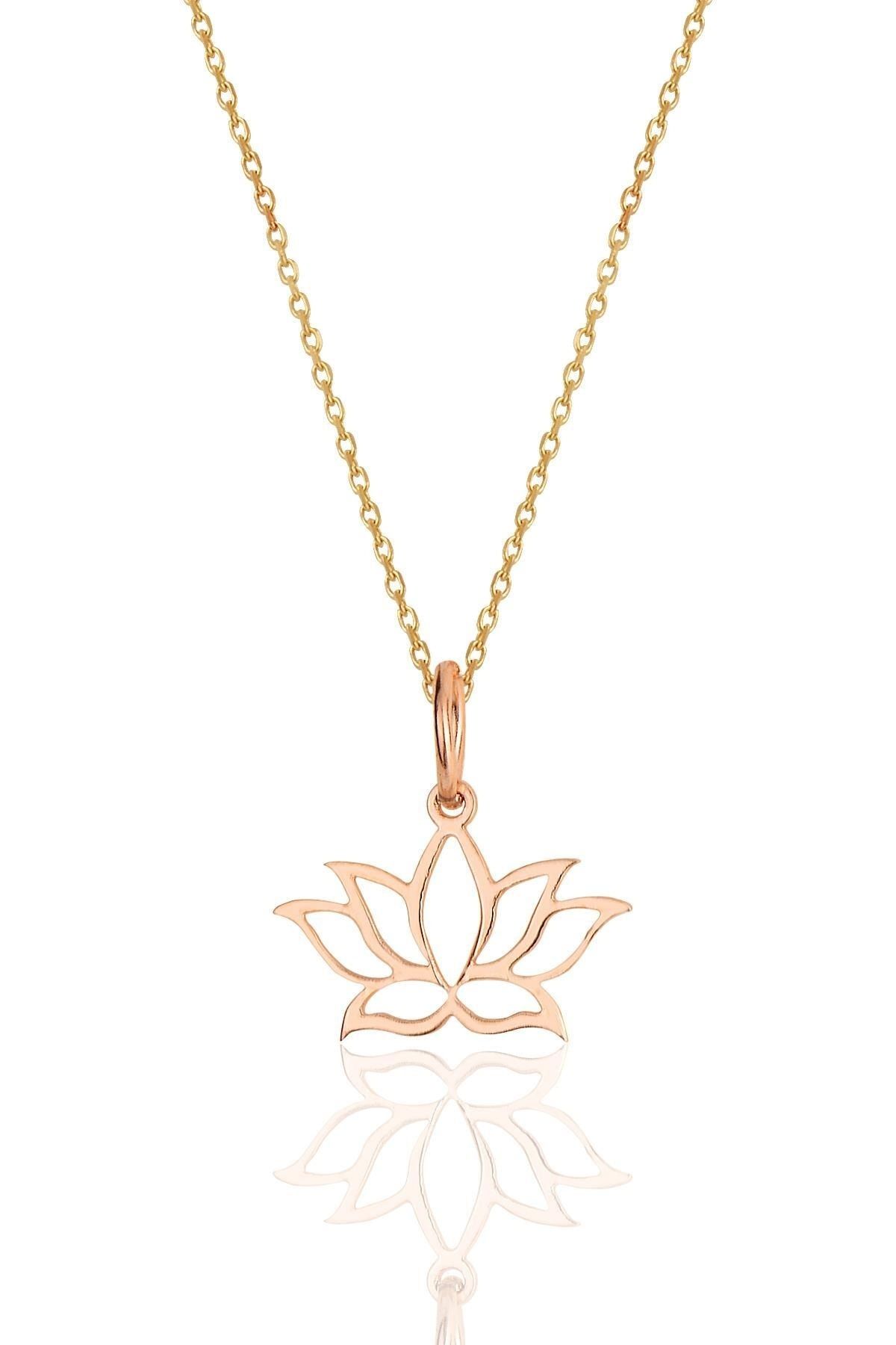 Söğütlü Silver Gümüş Rose Sonsuz Yaşamın Simgesi Lotus Çiçeği Kolye