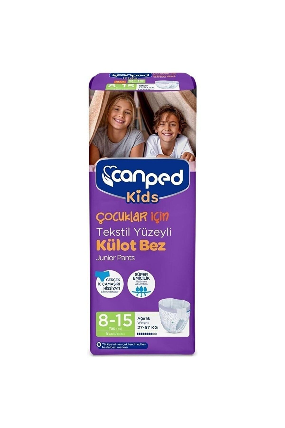 Canped Kids Çocuk Külot Bez 8-15 Yaş 8'li 27-57 Kg.