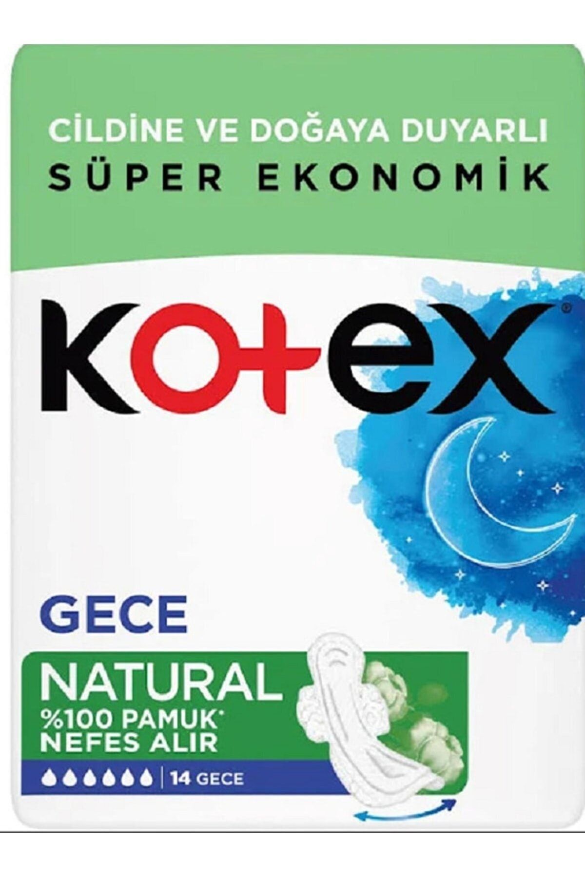 Kotex Natural Ultra Quadro Süper Ekonomik Gece 14'lü