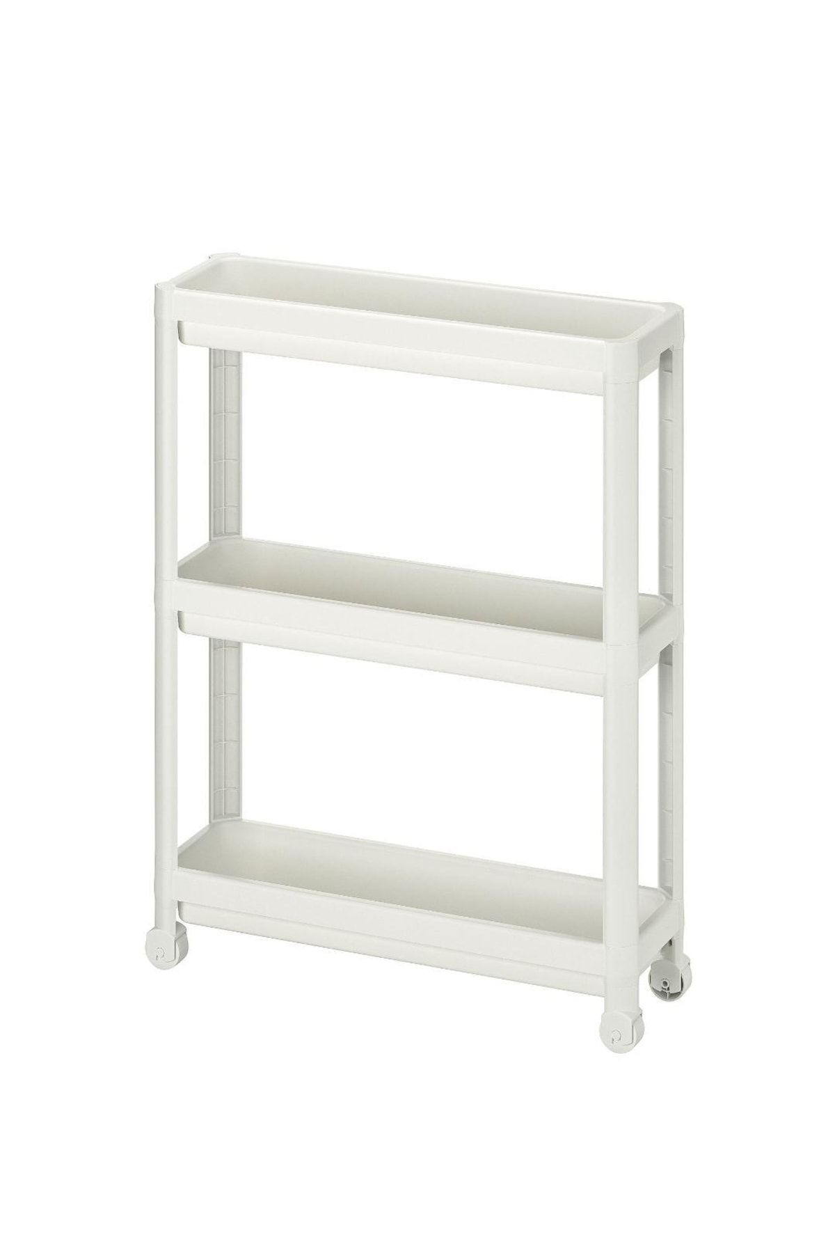 IKEA Vesken Servis Sehpası, Tekerlekli Çok Amaçlı Raf Beyaz, 54x18x71 Cm
