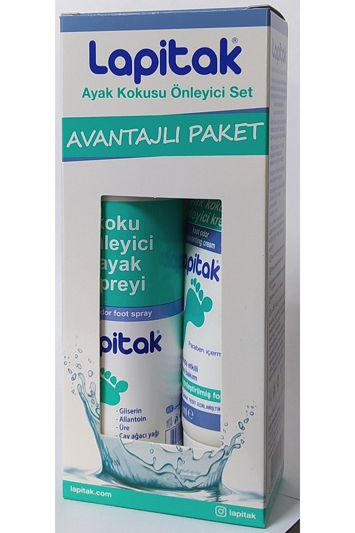 Lapitak Ayak Kokusu Önleyici Krem 60 Ml Ayak Spreyi 125 Ml Set 8691091035181