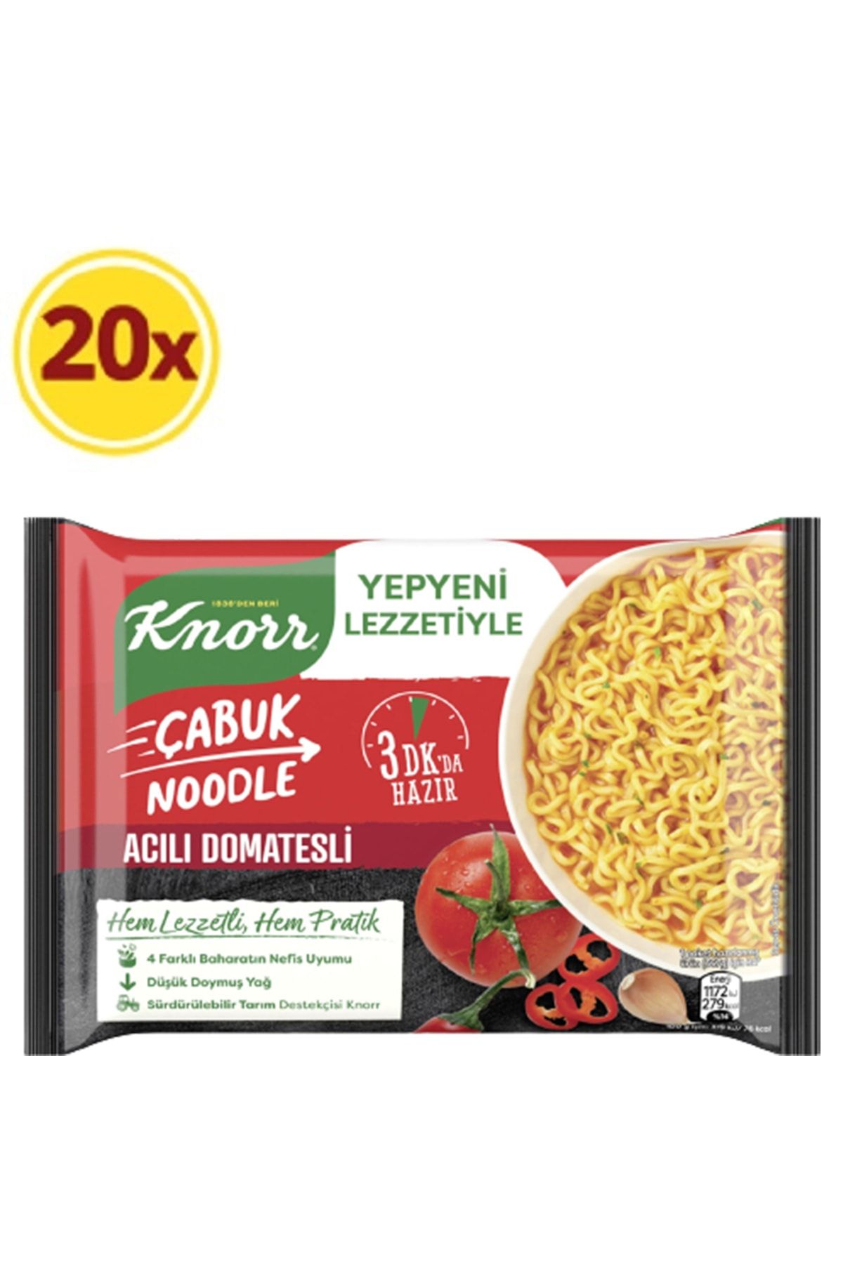 Knorr Acılı Domatesli Çabuk Noodle 67 Gr X 20 Adet