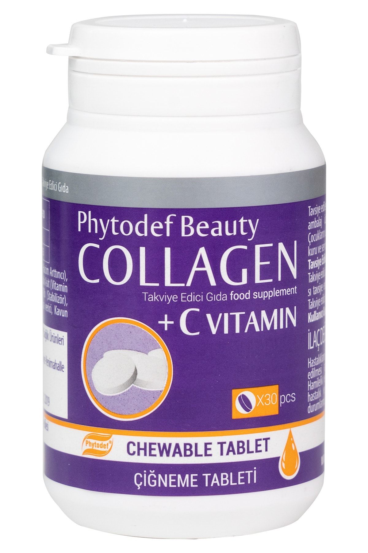 Phytodef Kolajen + Vitamin C Çiğneme Tableti - 30 Adet (kavun Ve Muz Aromalı)