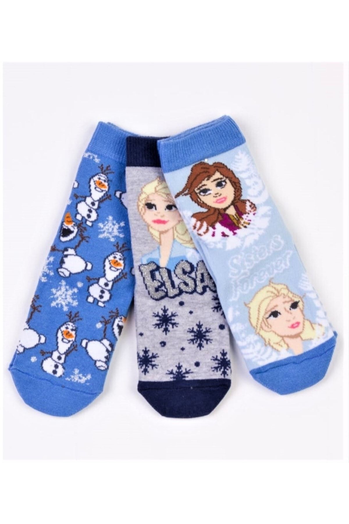 Frozen Lisanslı Kız Çocuk 3^lü Paket Soket Çorap
