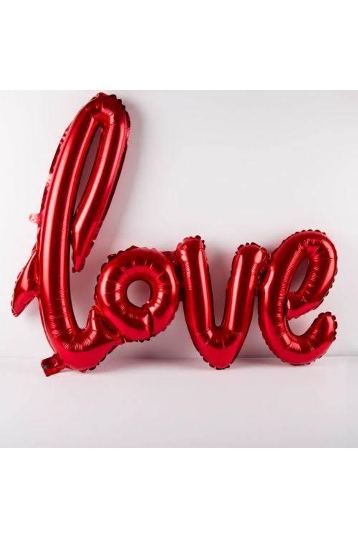 BALONBURADA Folyo Balon Love El Yazılı Helyum Balon Kırmızı Renk