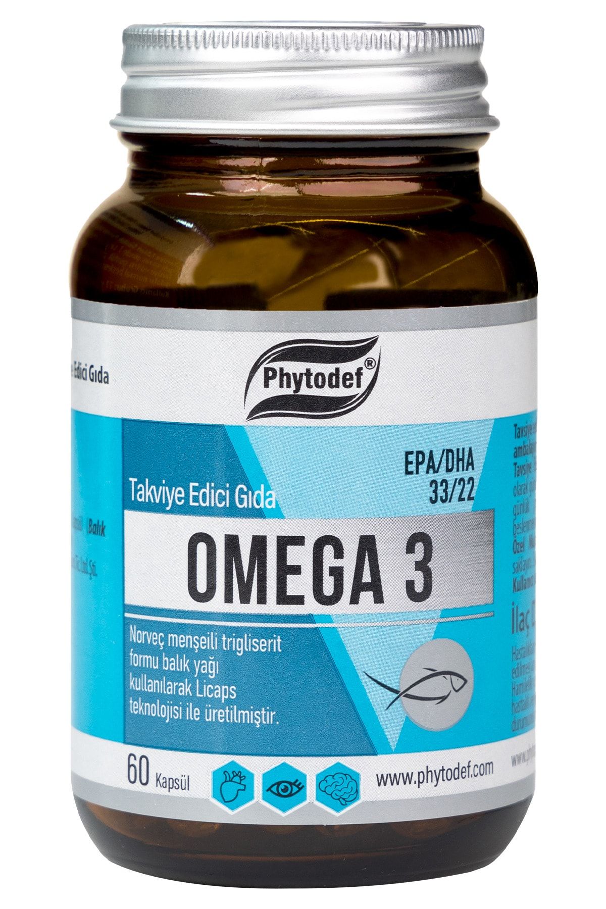 Phytodef Omega 3 Licaps, 500mg 60 Kapsül Epa/dha 330/220 Norveç Menşeli Balık Yağı, Kapsül (balık Jelatini)