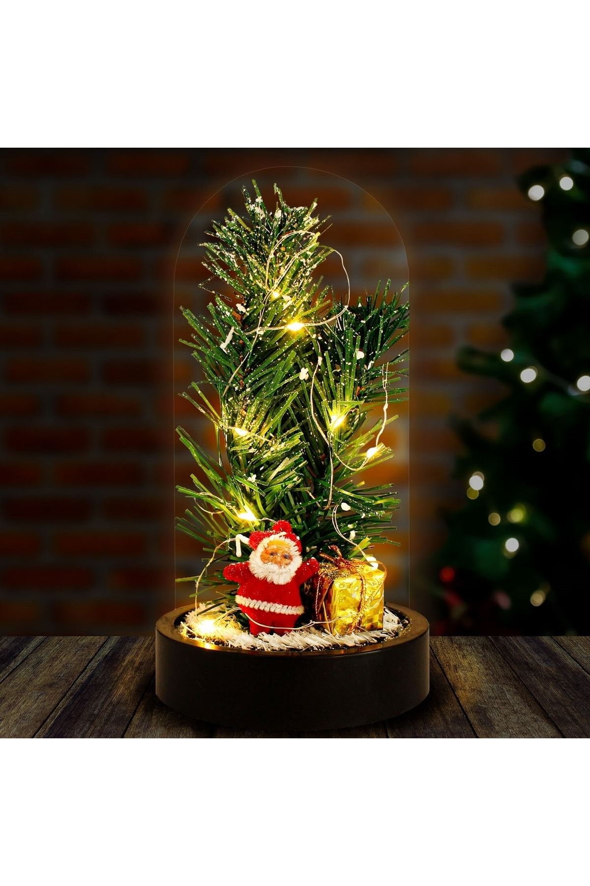 HediyeFilesi Yılbaşı 2023 Noel Baba Ve Çam Ağacı Led Işıklı Fanus Yeni Yıl Hediyesi