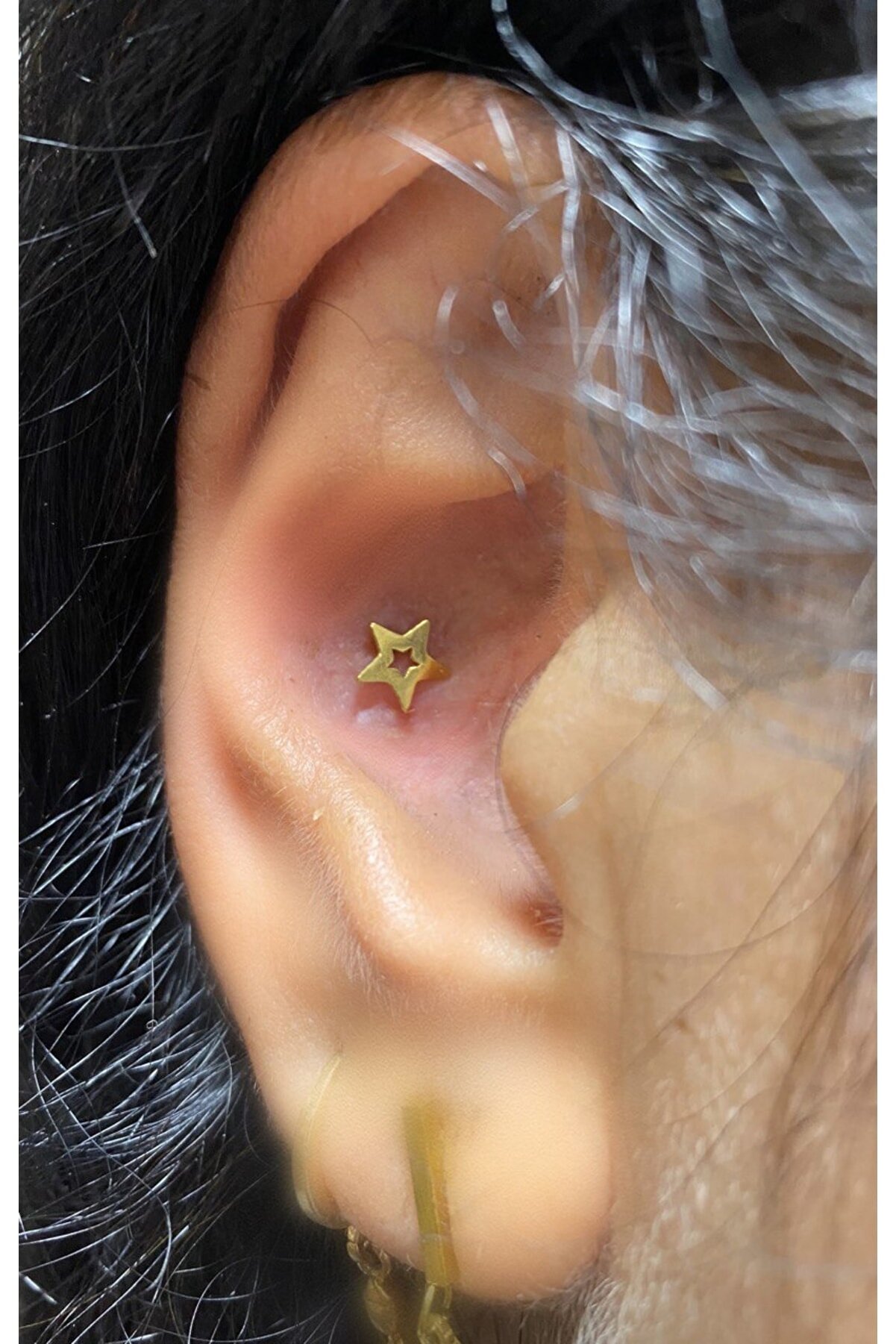 Cerrahi Çelik Gold Yıldız Tragus Helix Kıkırdak Lobe Piercing