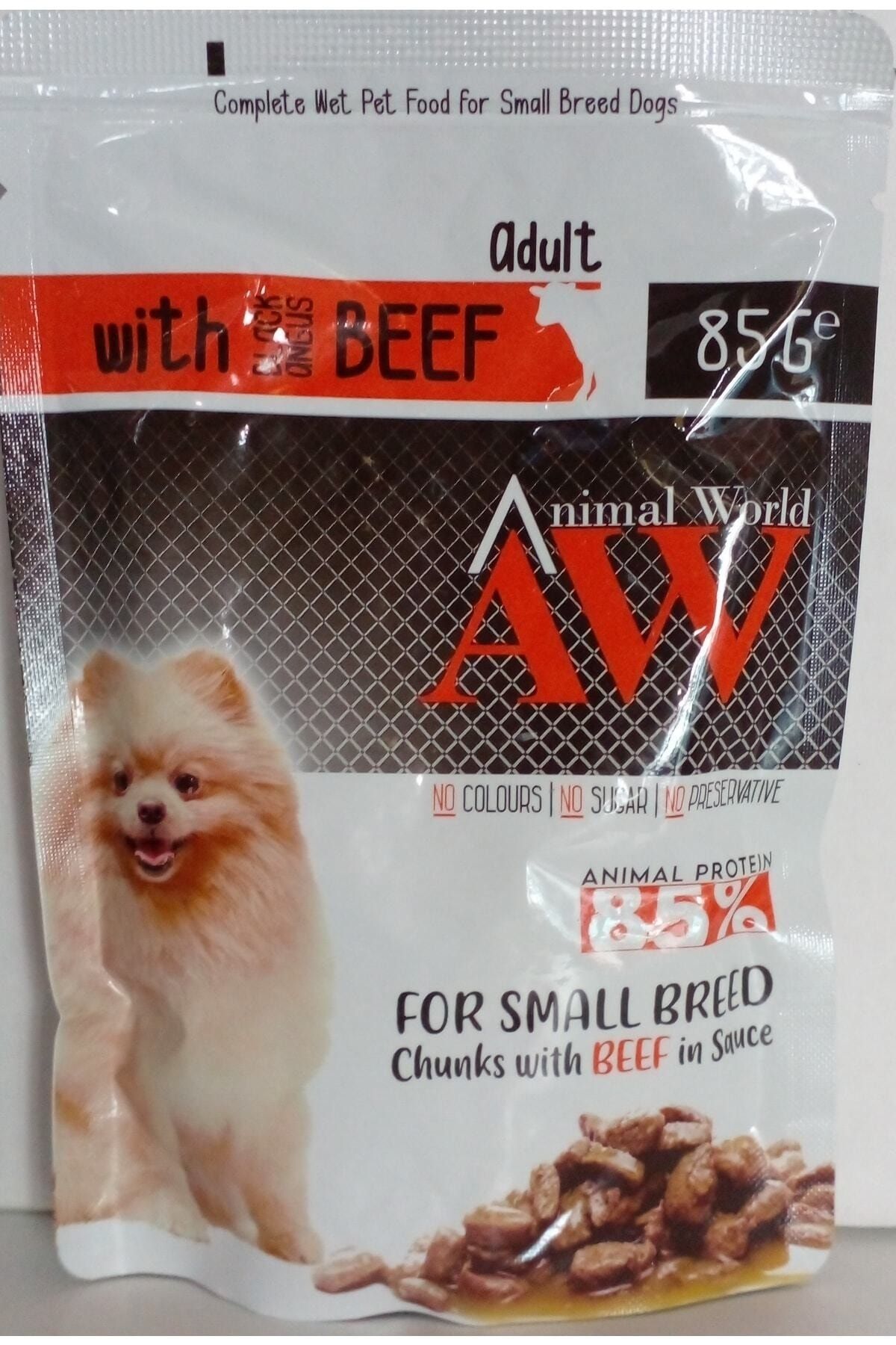 Animal World Biftekli Küçük Irk Köpek Yaş Mama 85 gr 24'lü Koli