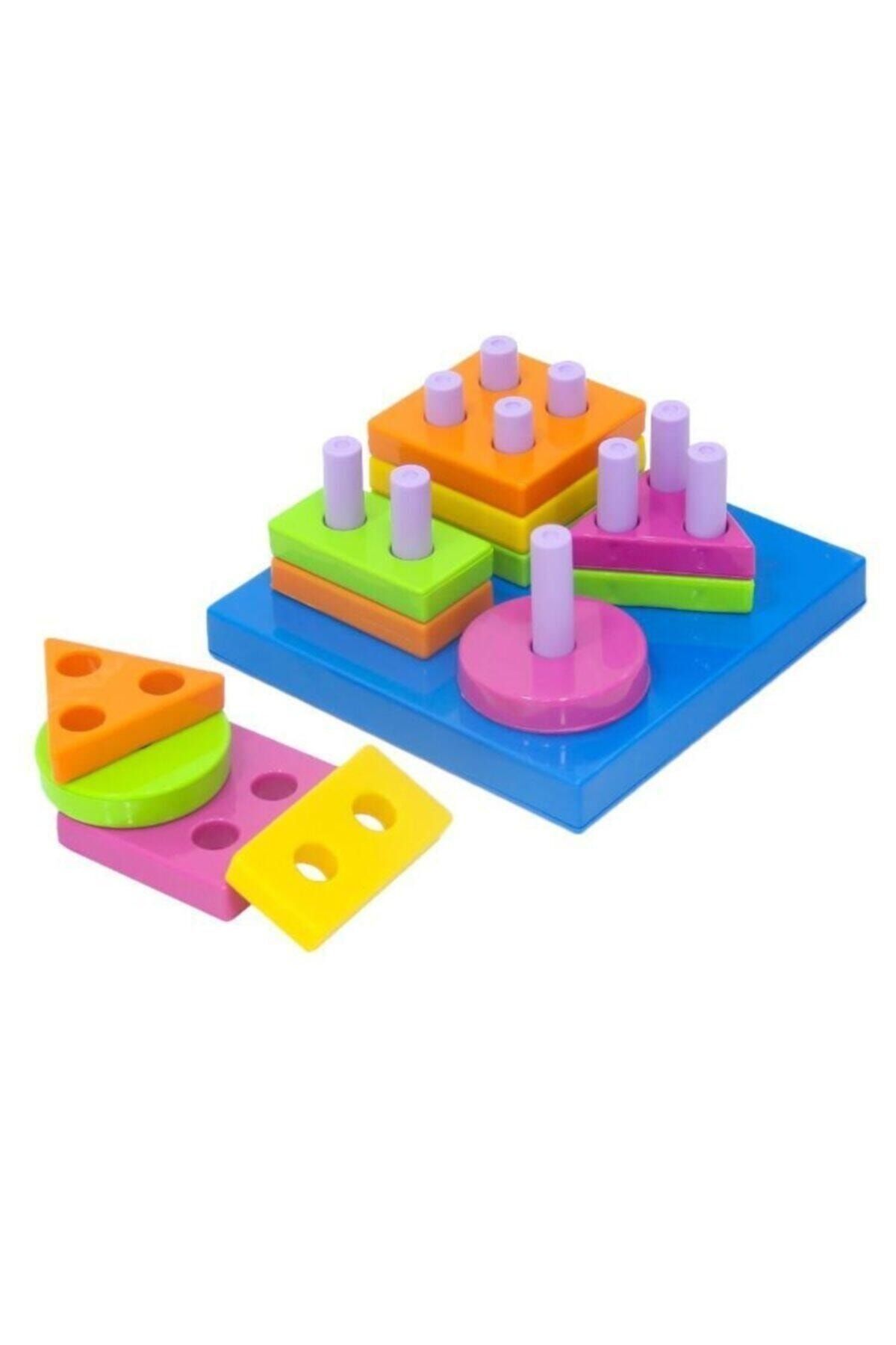 DEDE Sevimli Kule + Geometrik Şekiller Bulmaca + Bul Tak Puzzle Eğitici Zeka Geliştirici Set