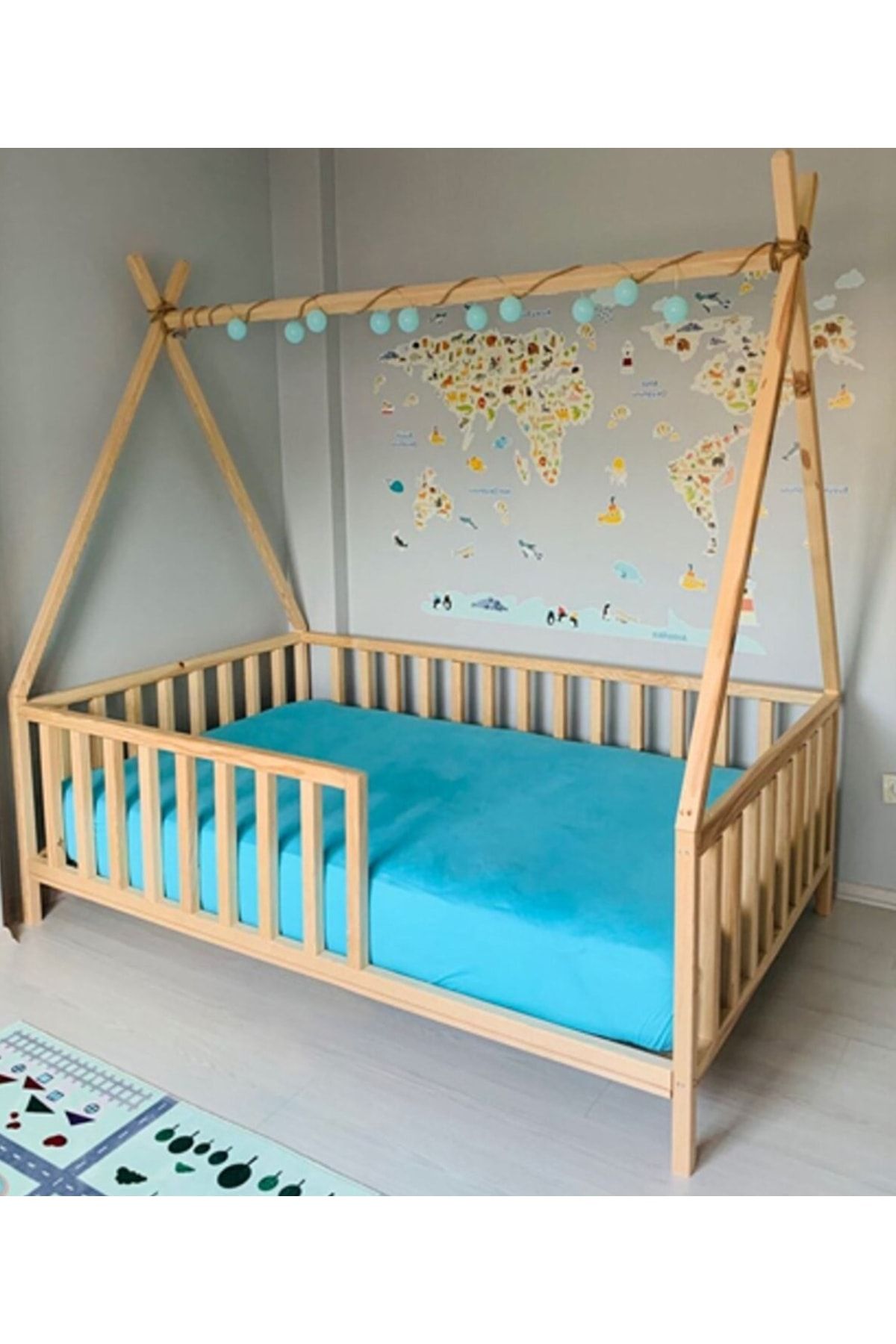 HFT HOME Özgök Tarım Montessori Bebek Ve Çocuk Karyolası Unisex Doğal Ahşap Yatak