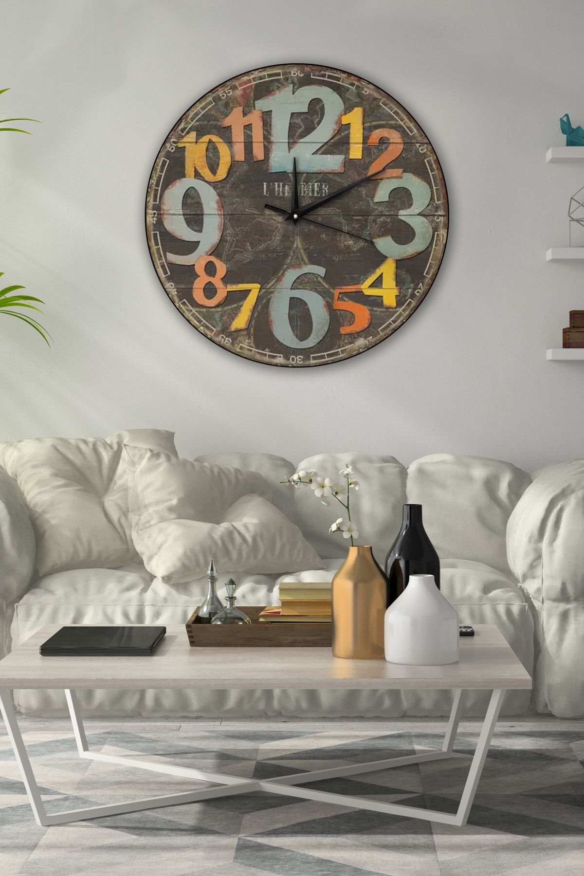 modabilge Retro Tasarımlı Duvar Saati 35x35cm