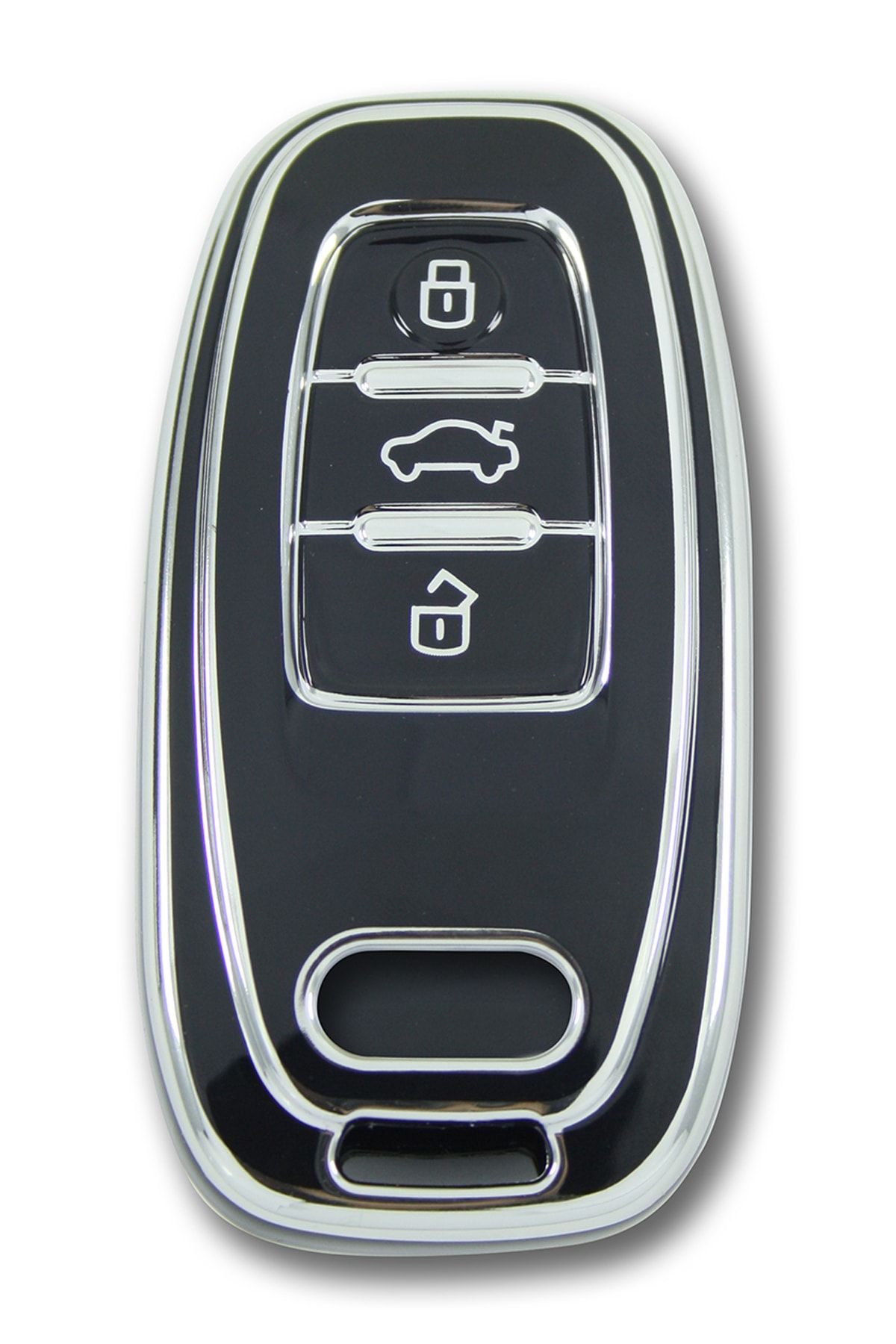 babikamium Audi A4 A5 A6 A7 Q5 Q7 2007-2016 Smart Siyah-gümüş Oto Anahtar Kumanda Kabı Kılıf Oto Anahtarlık