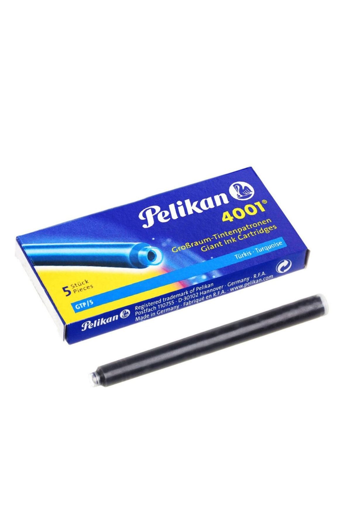 Pelikan 4001 Uzun Mürekkep Kartuşu 5`li Kutu TURKUAZ