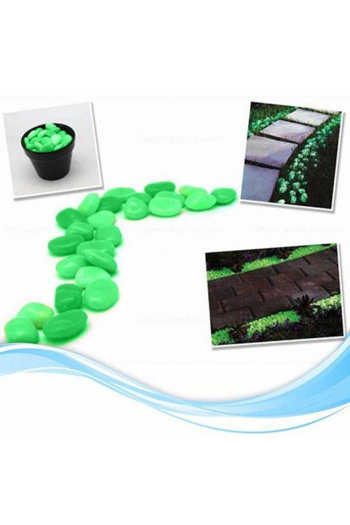 FırsatVar Karanlıkta Parlayan Fosforlu Çakıl Taşı: Bahçe Dekorasyonu Için 50 Adet Set