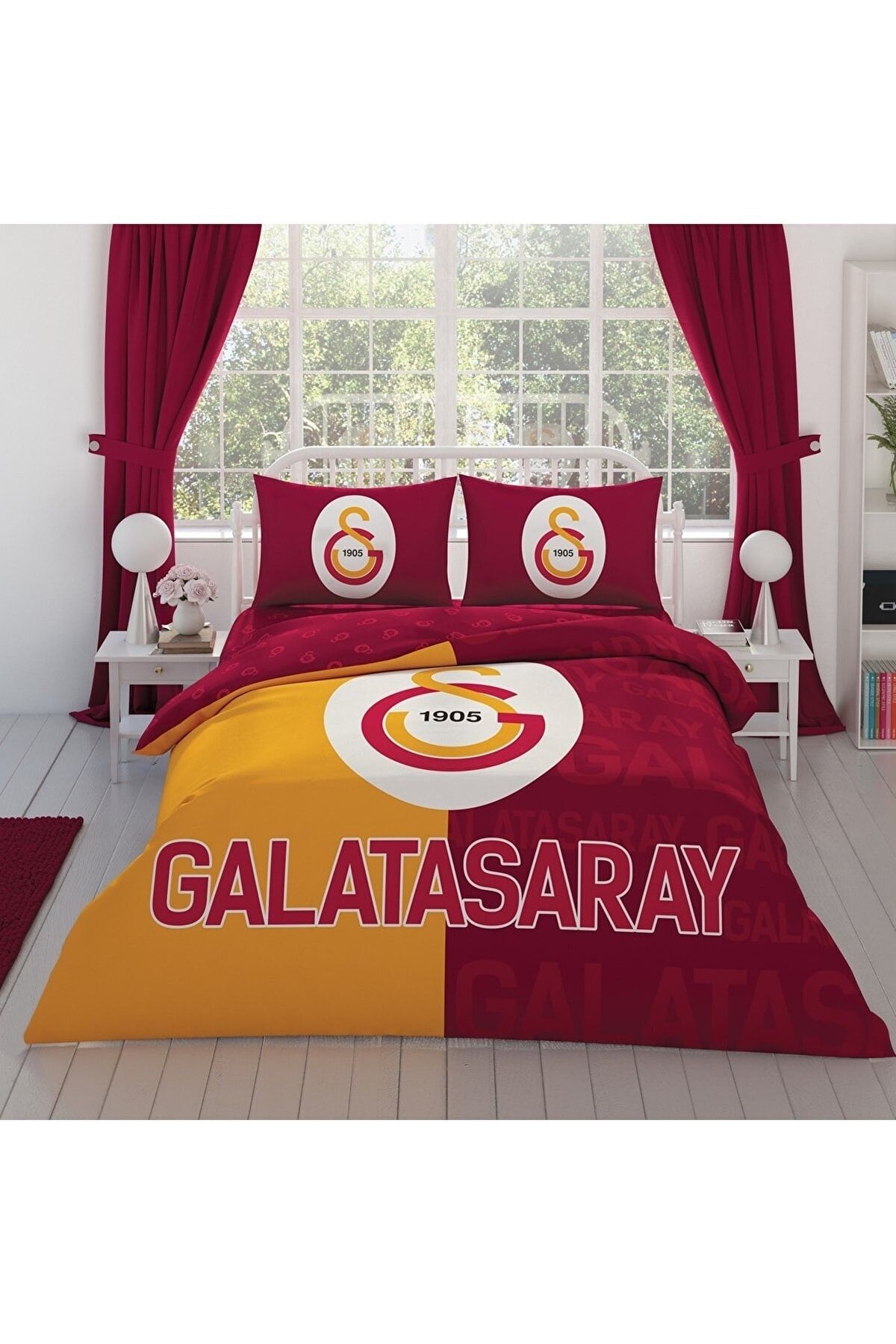 Galatasaray Taç Lisanslı Taç Parçali Logo Çift Kişilik Nevresim Takımı