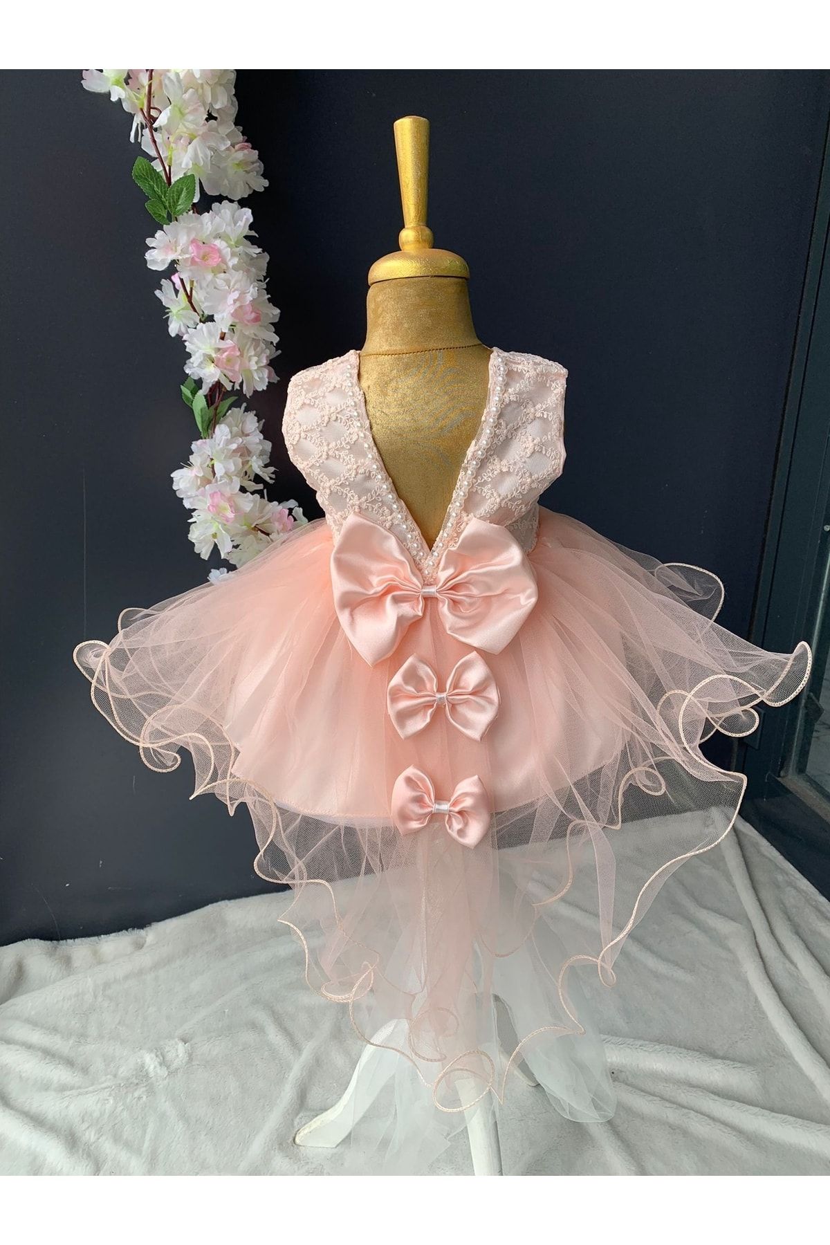PİLEKİ BABY 0 6 Ay Yenidoğan Bebek Mevlüt Elbisesi Prenses Elbise Dantelli Gelinlik Elbise
