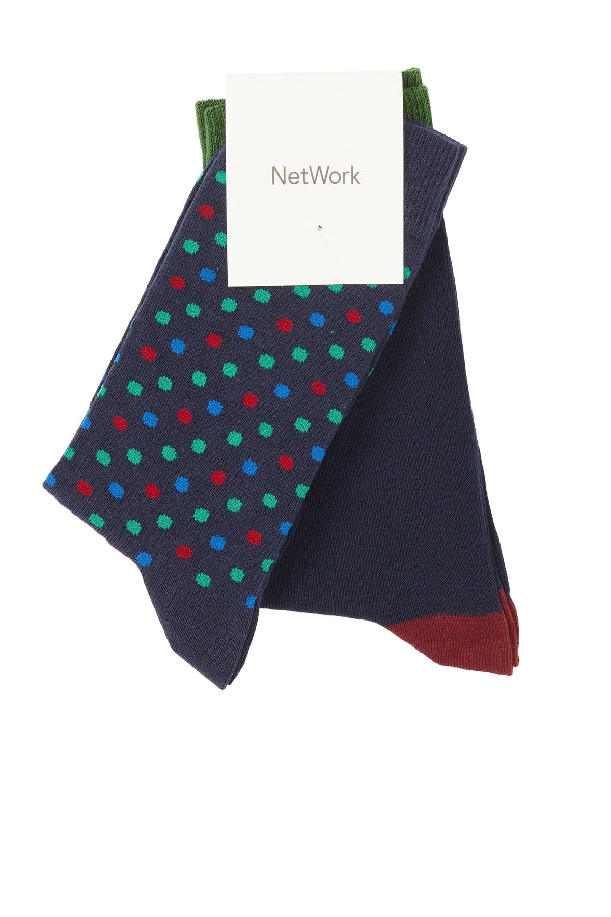 Network Erkek Yeşil Lacivert 2'li Çorap Set