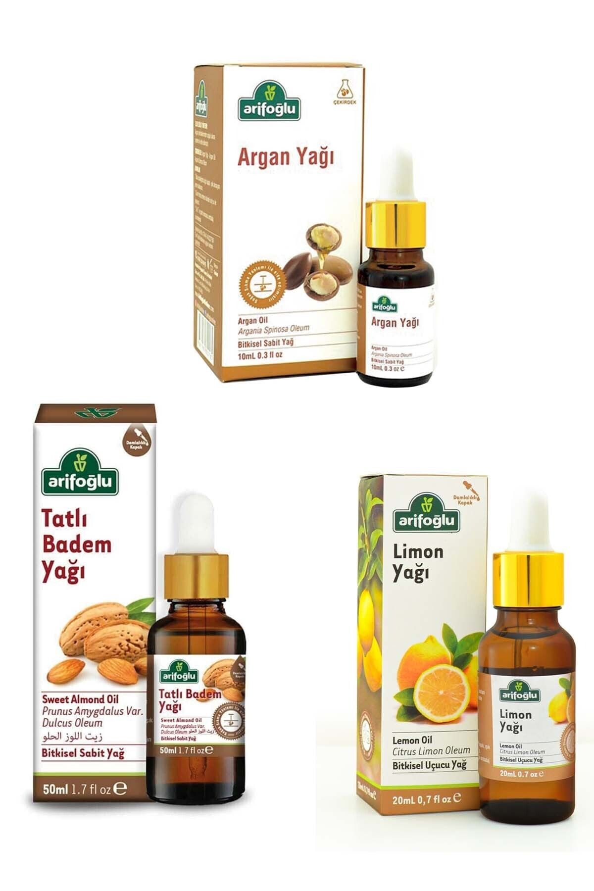 Arifoğlu Akdeniz Aromaterapi Seti: Argan Yağı 10 ml+ Tatlı Badem Yağı 50 ml+ Limon Yağı 20 ml