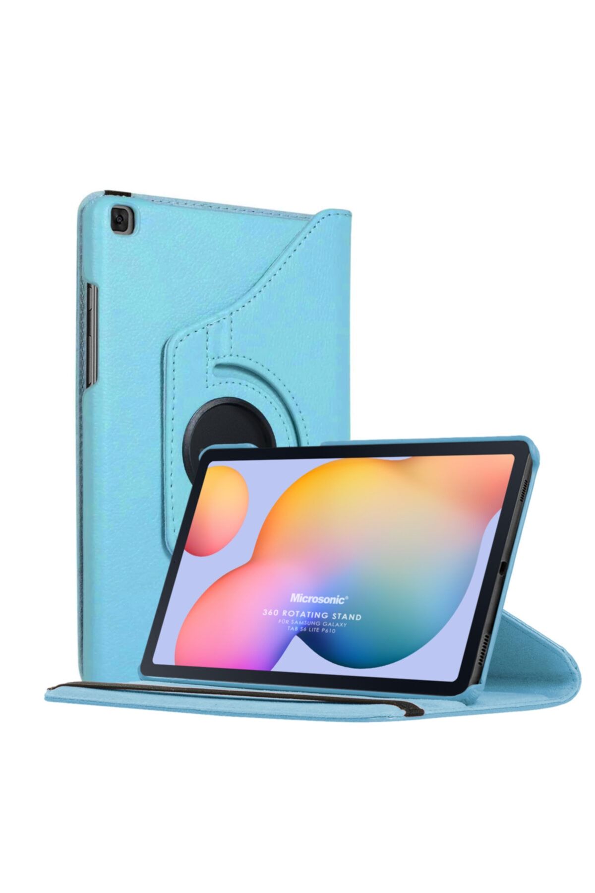 Microsonic Galaxy Tab S6 Lite 10.4" P610 Kılıf 360 Rotating Stand Deri Mavi