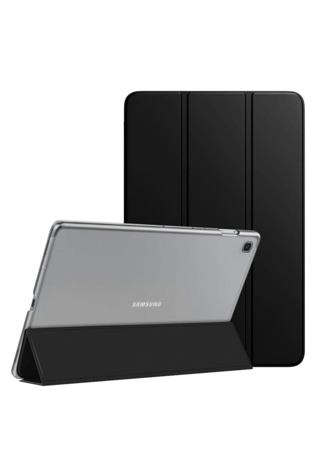 Microsonic Samsung Galaxy Tab A7 T500 Kılıf Slim Translucent Back Smart Cover Siyah
