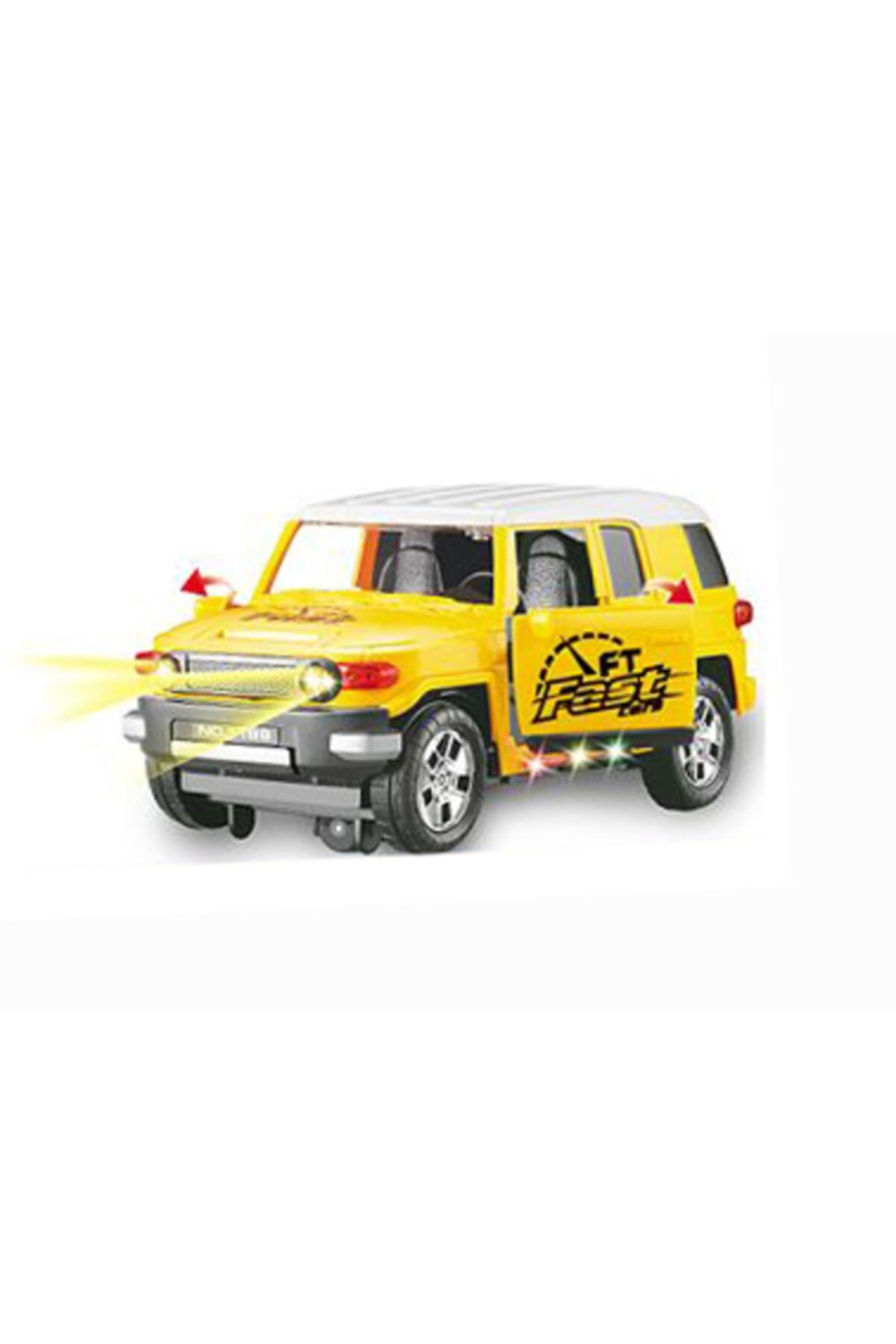 e-life Esjyd1188 Dans Eden Işıklı Müzikli Çarpınca Yön Değiştiren Oyuncak Jeep Araba Sarı