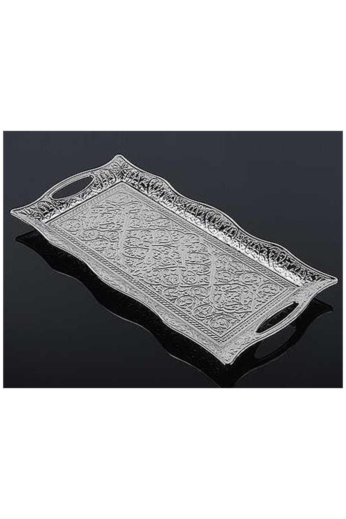 Genel Markalar Osmanlı Motifli 2 Kişilik Servis Tepsisi - Gümüş (clz)