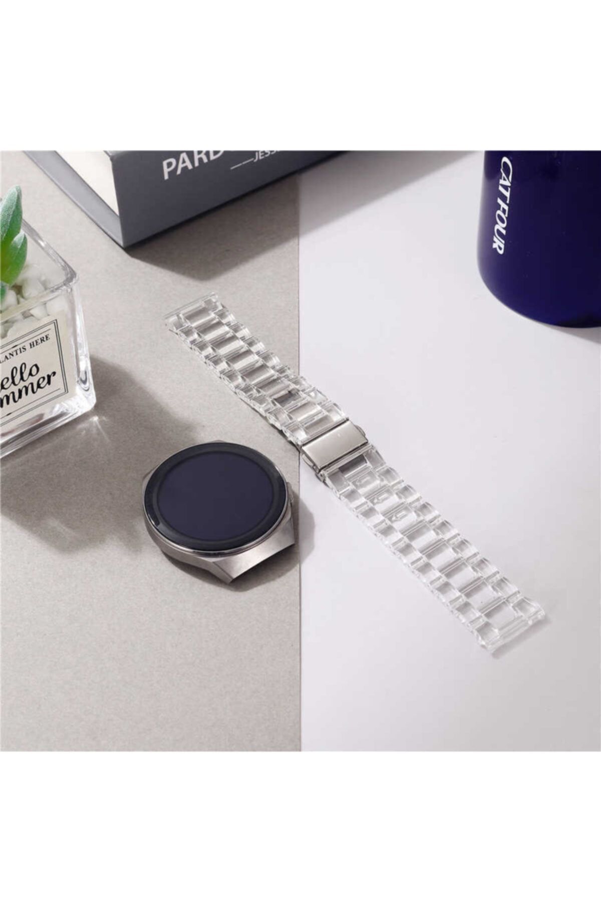 Nezih Case Kordon/kayış Samsung Galaxy Watch Active 2 44mm Uyumlu Sert Plastik Baklalı Tasarım Şeffaf