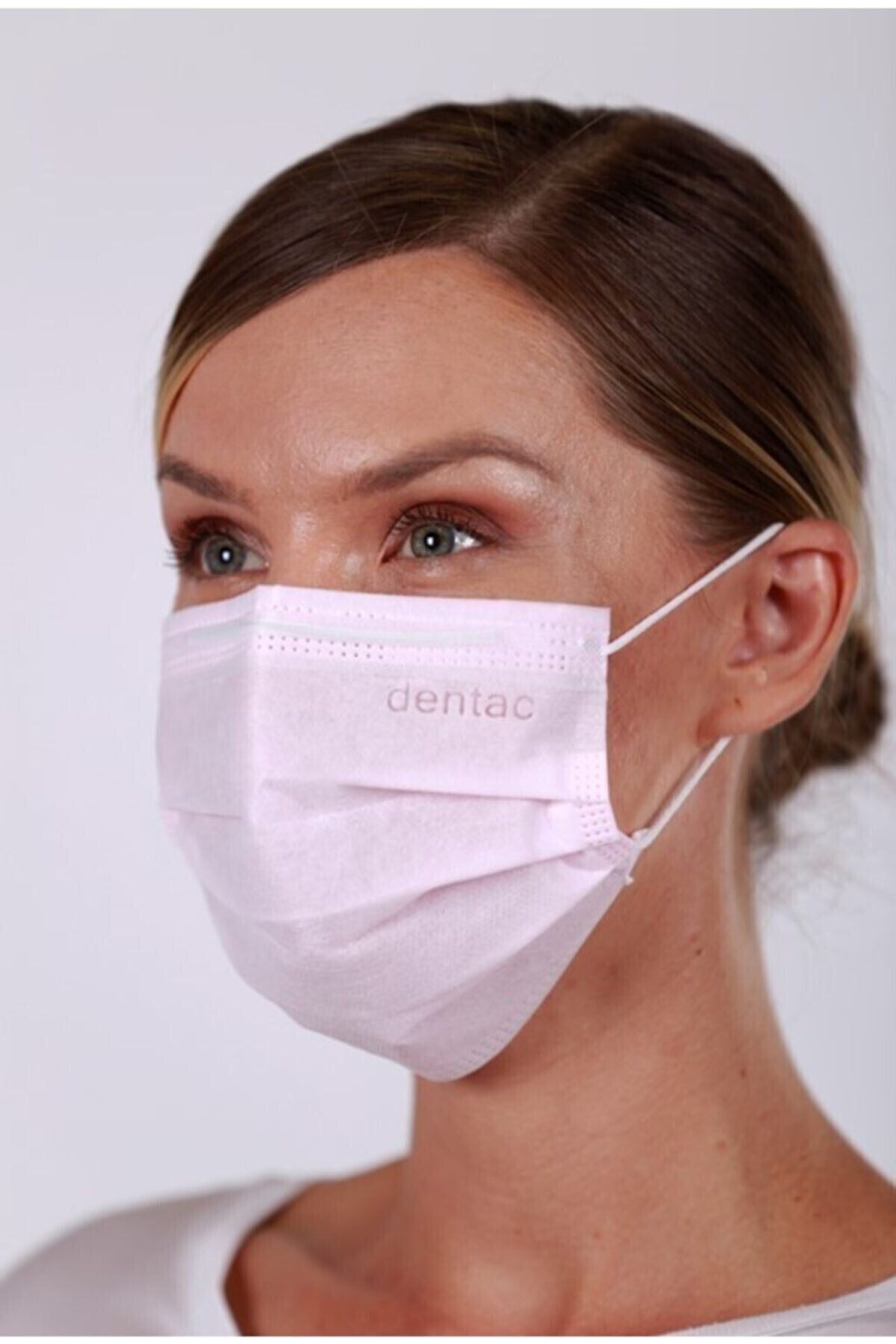 Dentac Pembe T-mask 3 Katlı Telli Cerrahi Yüz Maskesi 50'li Kutu