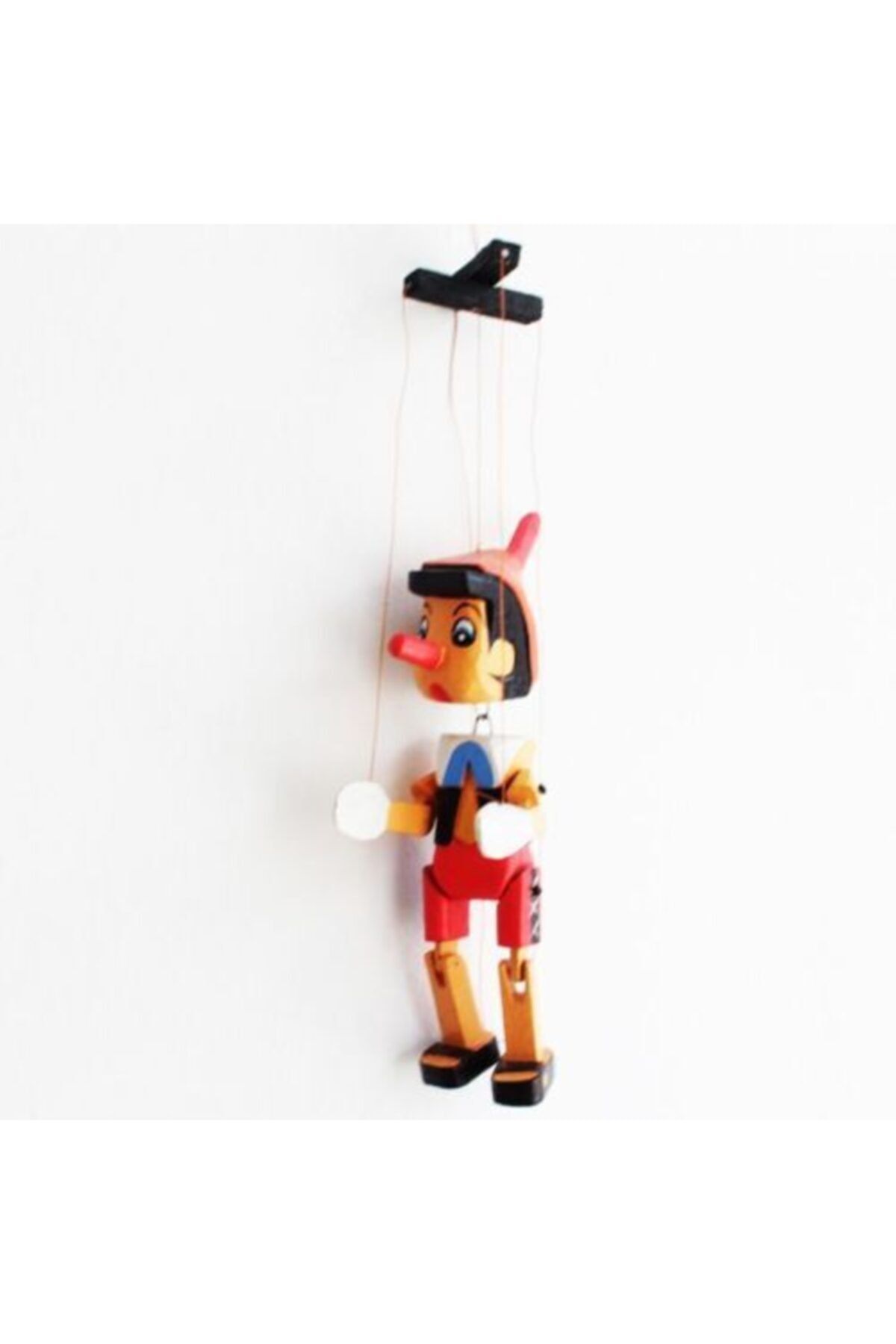 DOĞAL AHŞAP OYUNCAKLAR Unisex Çocuk Renkli Ahşap İpli Kukla Pinokyo Oyuncağı 30 cm