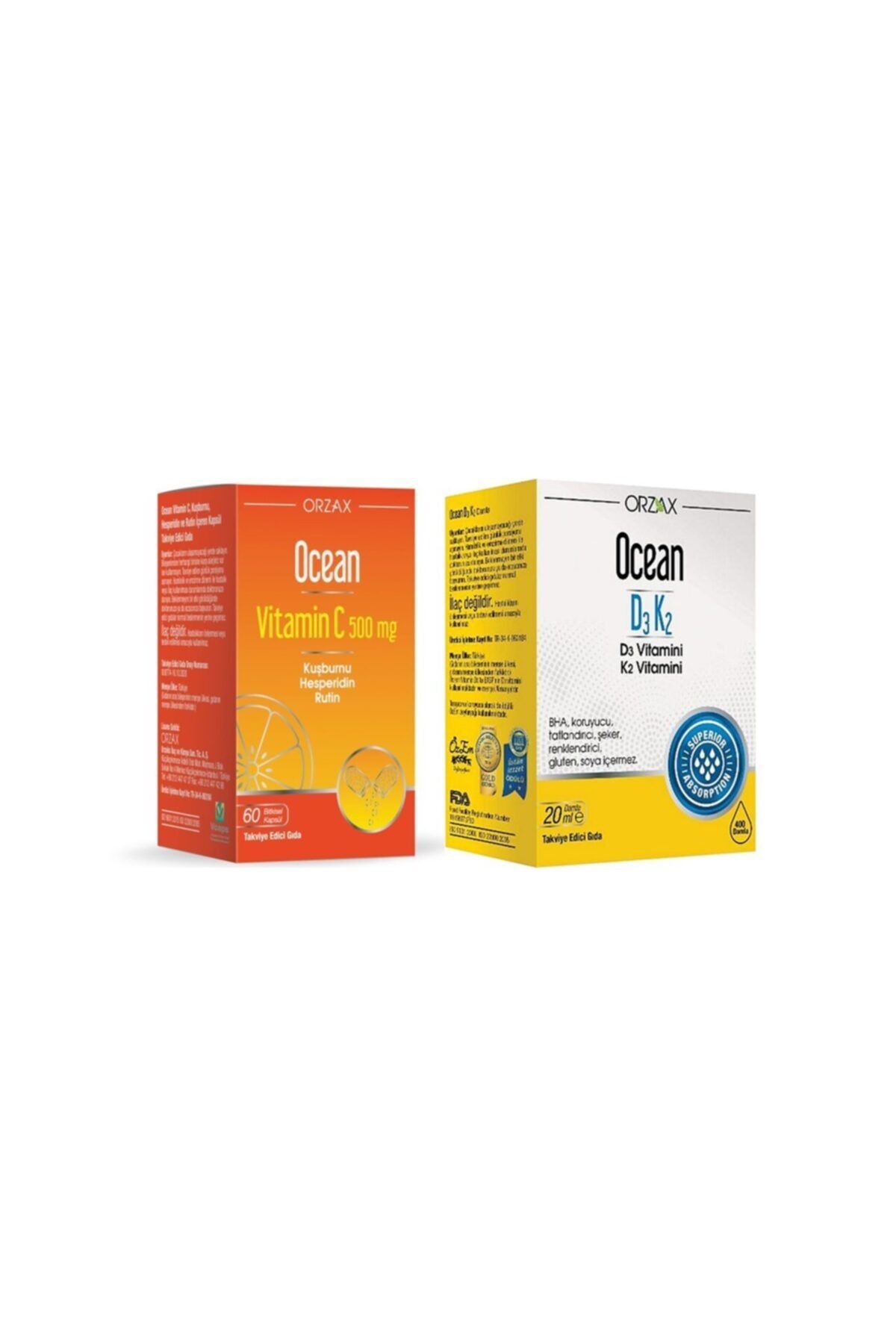 Ocean Vitamin C 500mg 60 Kapsül + Ocean D3k2 Damla 20ml