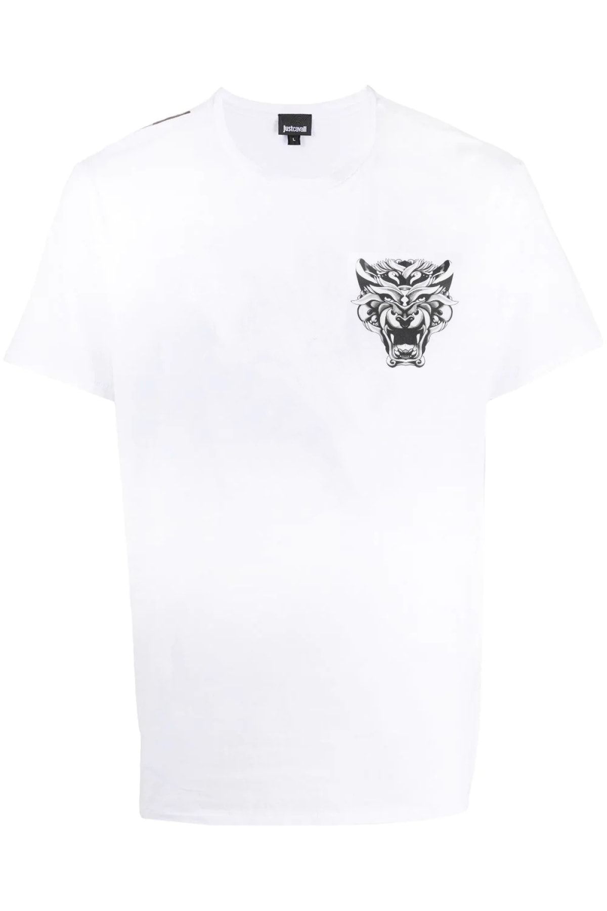 Just Cavalli Erkek Beyaz Mini Tiger Logo T-shirt