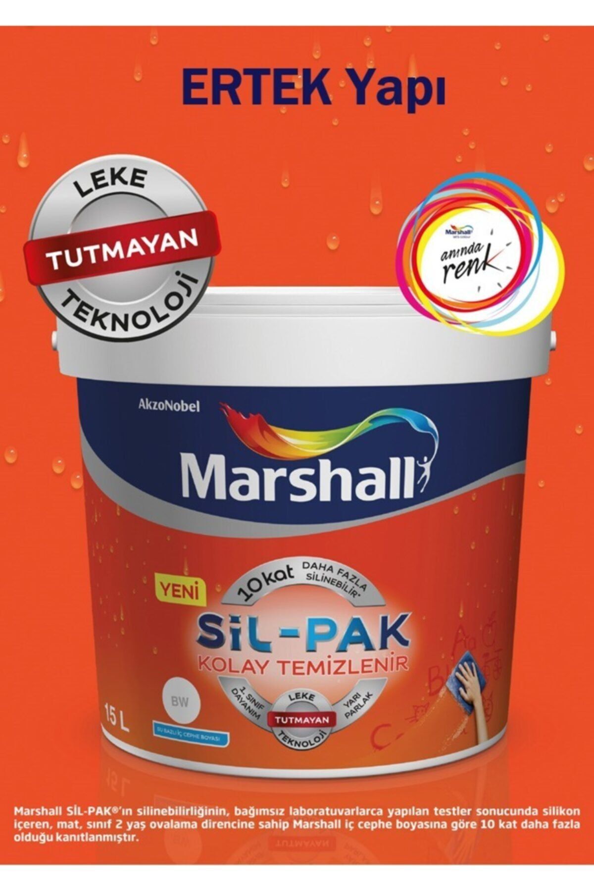 Marshall Sil-pak Leke Tutmaz Duvar Boyası 15 Lt - (20 Kg) Inci Tanesi