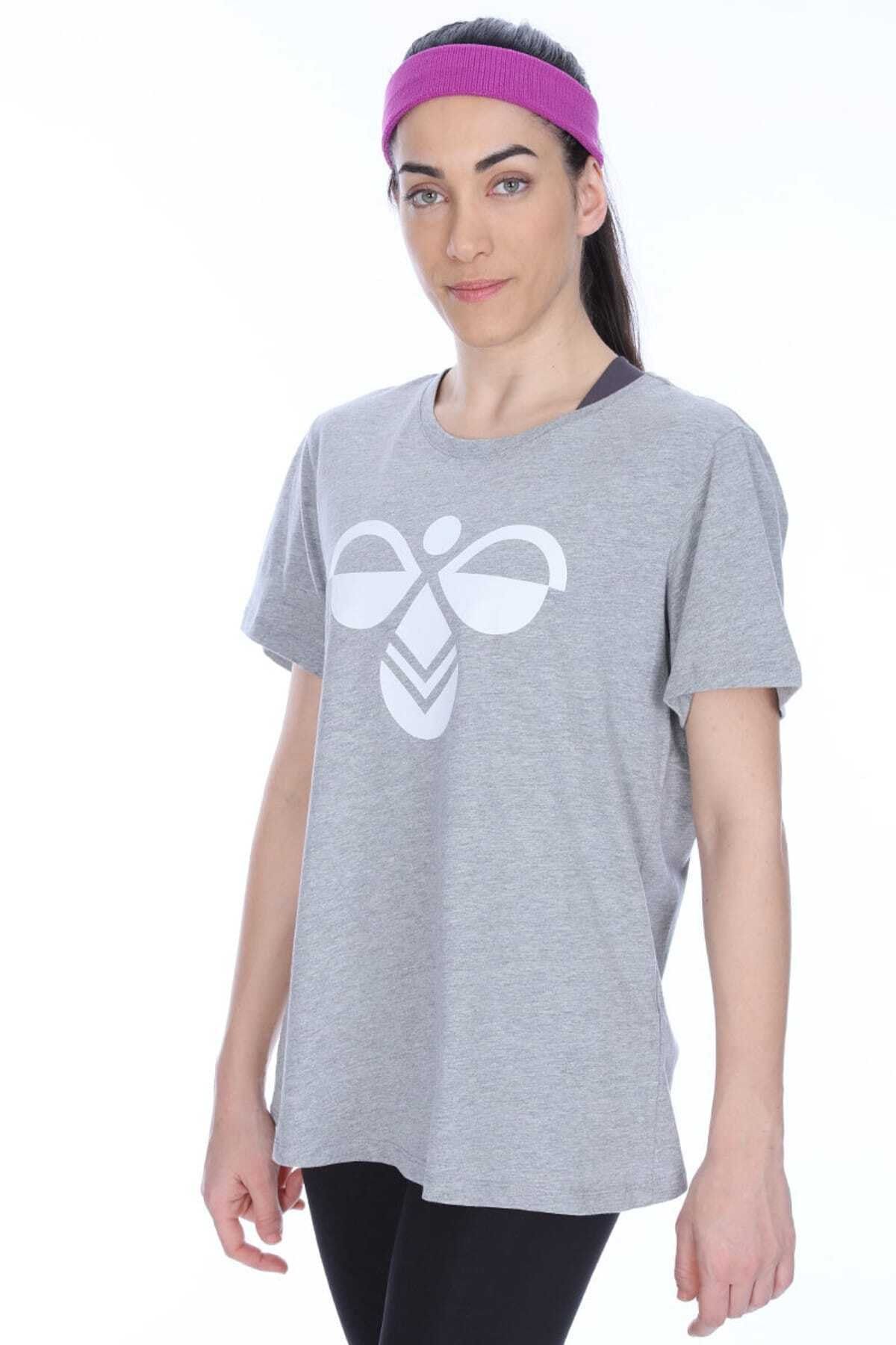 hummel HMLNARE  T-SHIRT S/S GRI MELANJ Kadın T-Shirt 100580946