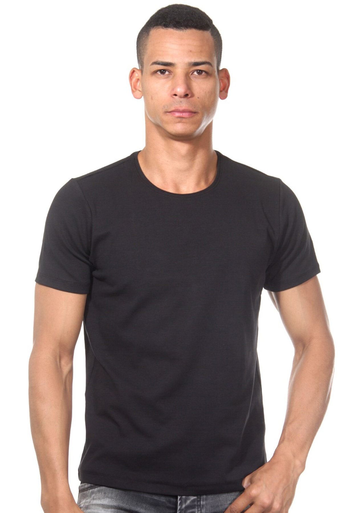 Darkzone Erkek Renkli Siyah Basic T-shirt DZN8601SY